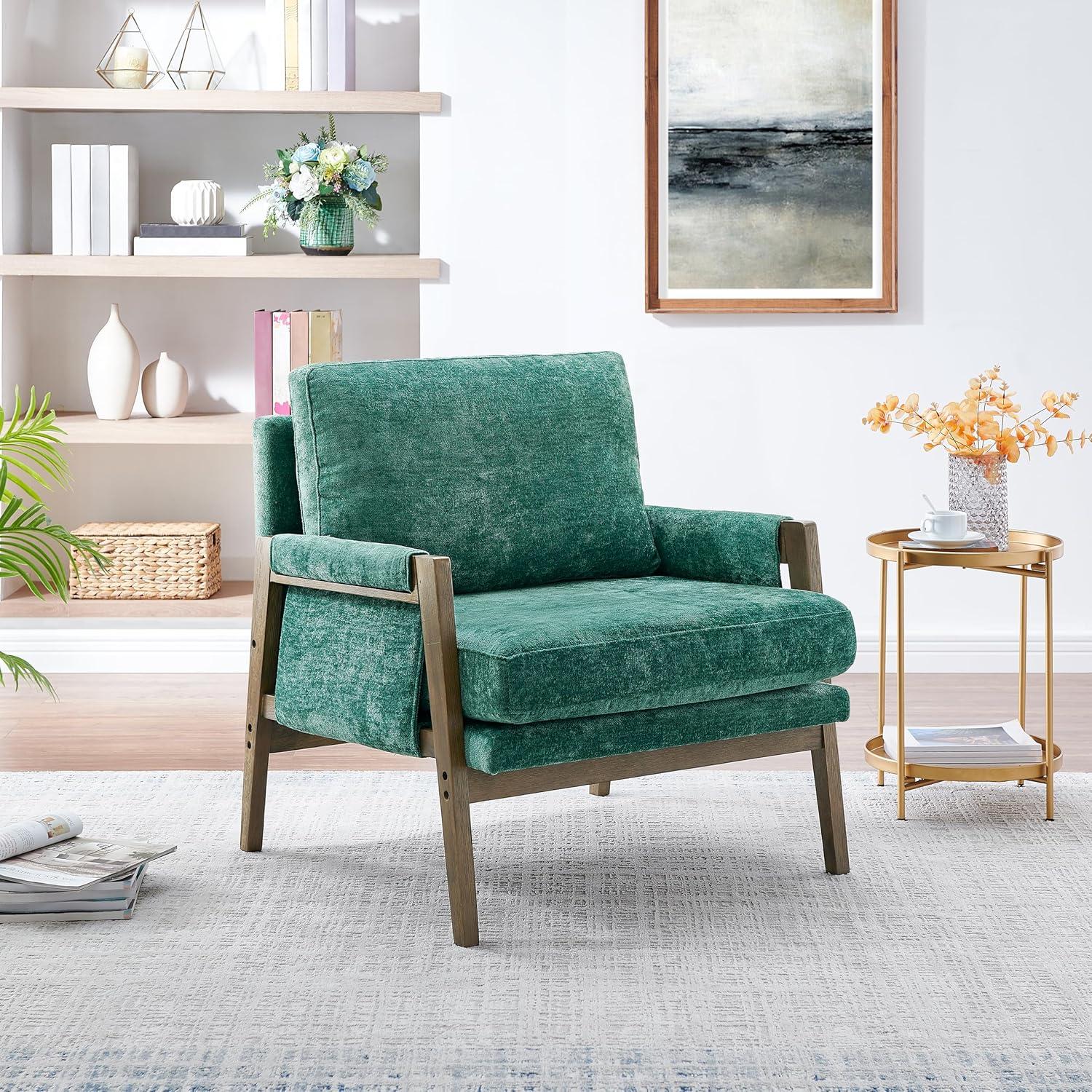 Roundhill Furniture Kelly Mid-Century Modern Velvet Accent Armchair
