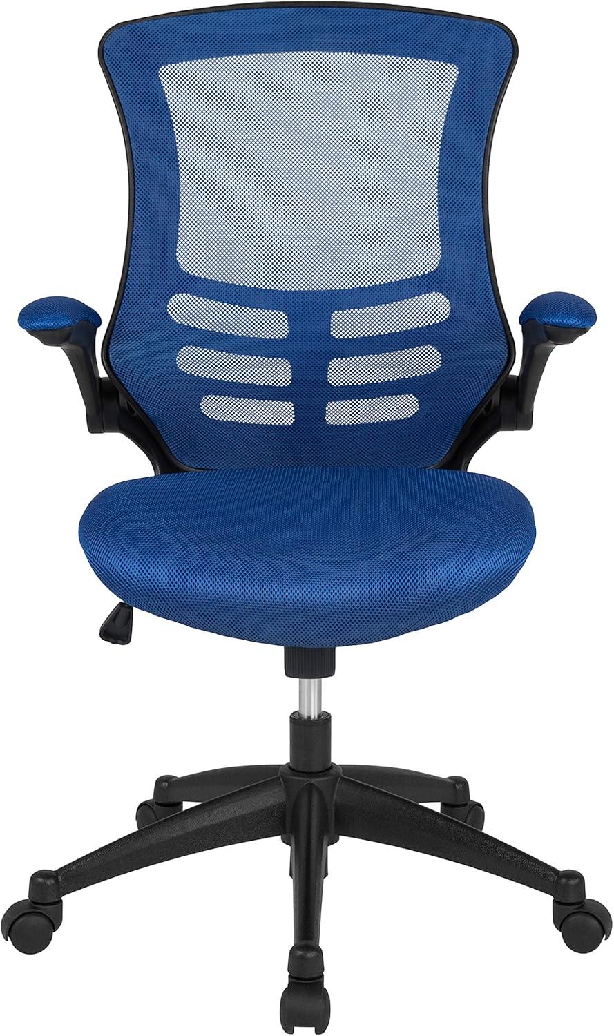 Blue Mesh Mid-Back Ergonomic Office Chair with Adjustable Arms