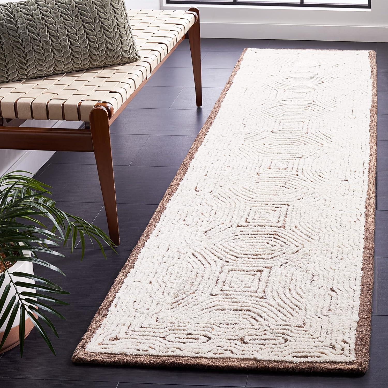 Abstract ABT575 Handmade Indoor Runner - Beige/Ivory - 2'-3"x9' - Safavieh