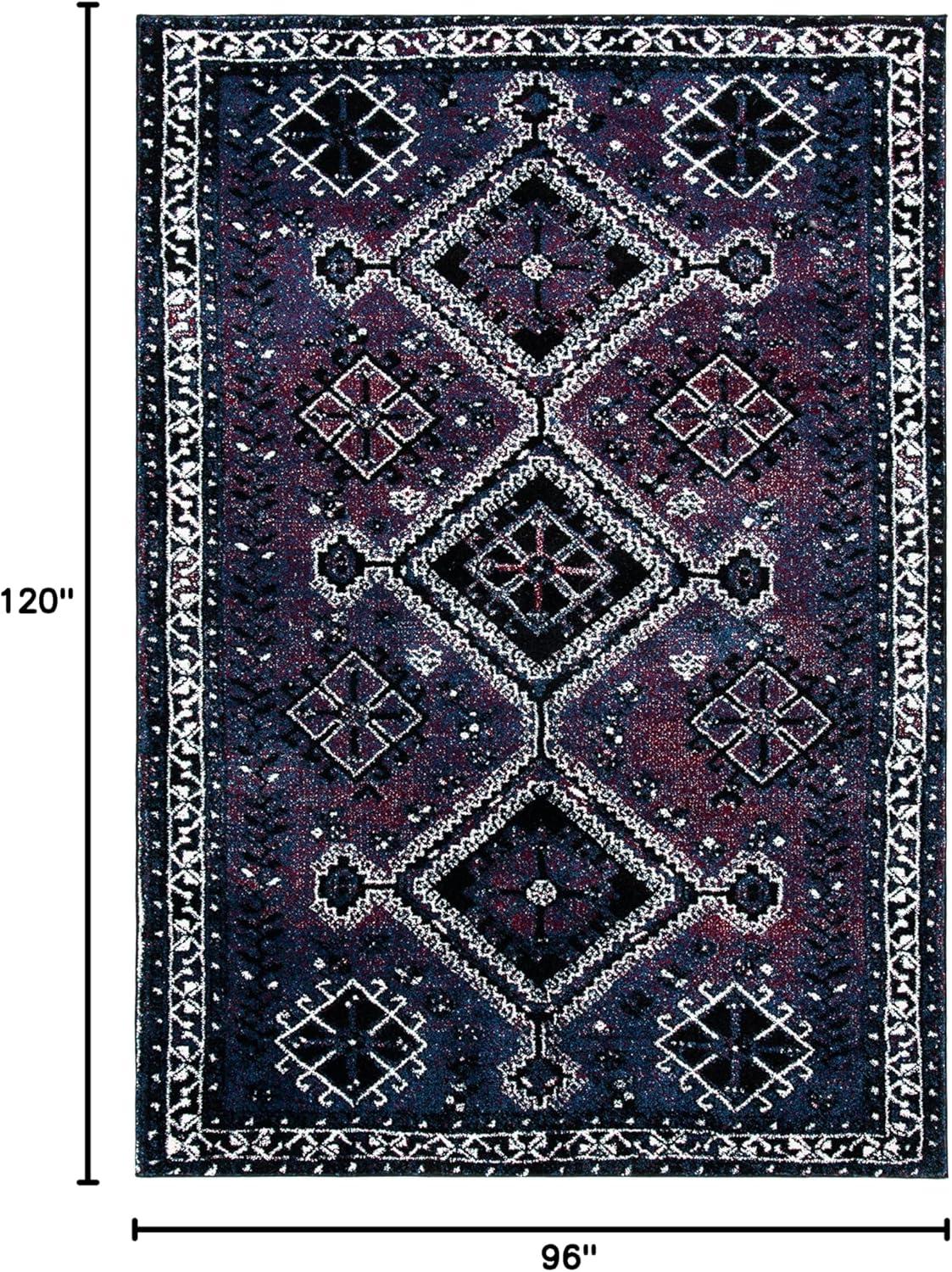 SAFAVIEH Vintage Hamadan Collection Area Rug - 8' x 10', Purple & Black, Oriental Distressed Design, Non-Shedding & Easy Care, Ideal for High Traffic Areas in Living Room, Bedroom (VTH293V)