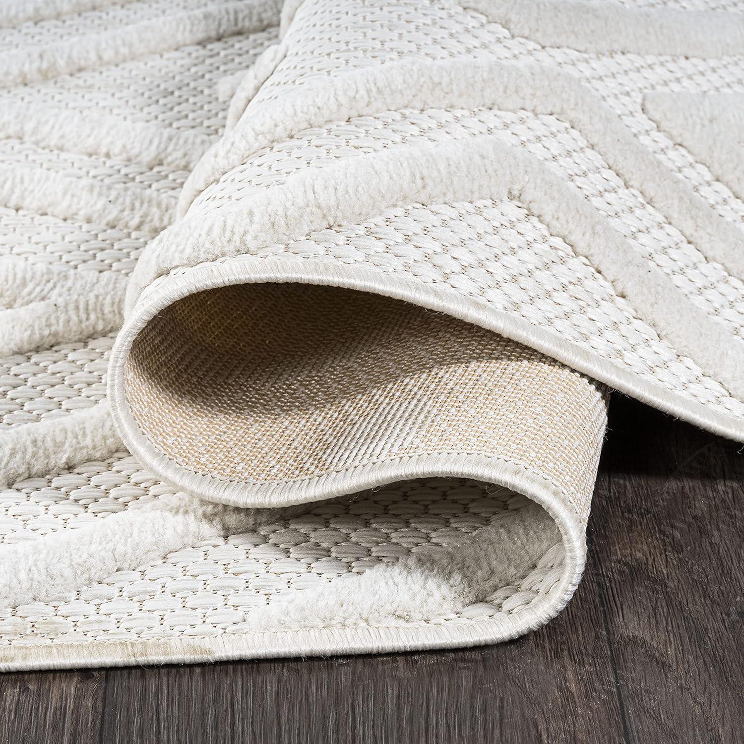 5' x 5' Balansat Moroccan Diamond Indoor/Outdoor Area Rug, Ivory - JONATHAN Y