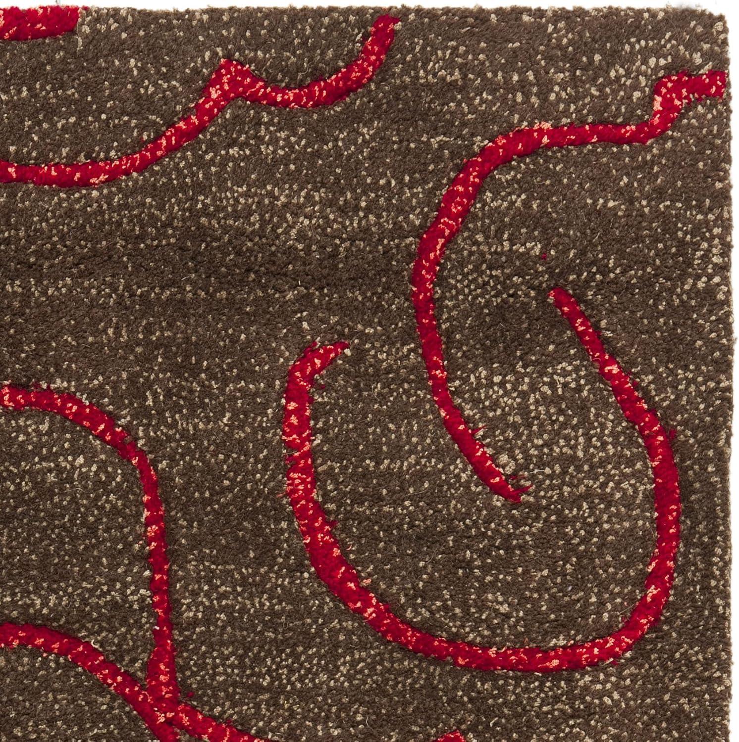 SAFAVIEH Soho Trinity Floral Wool Area Rug, Chocolate/Red, 2' x 3'