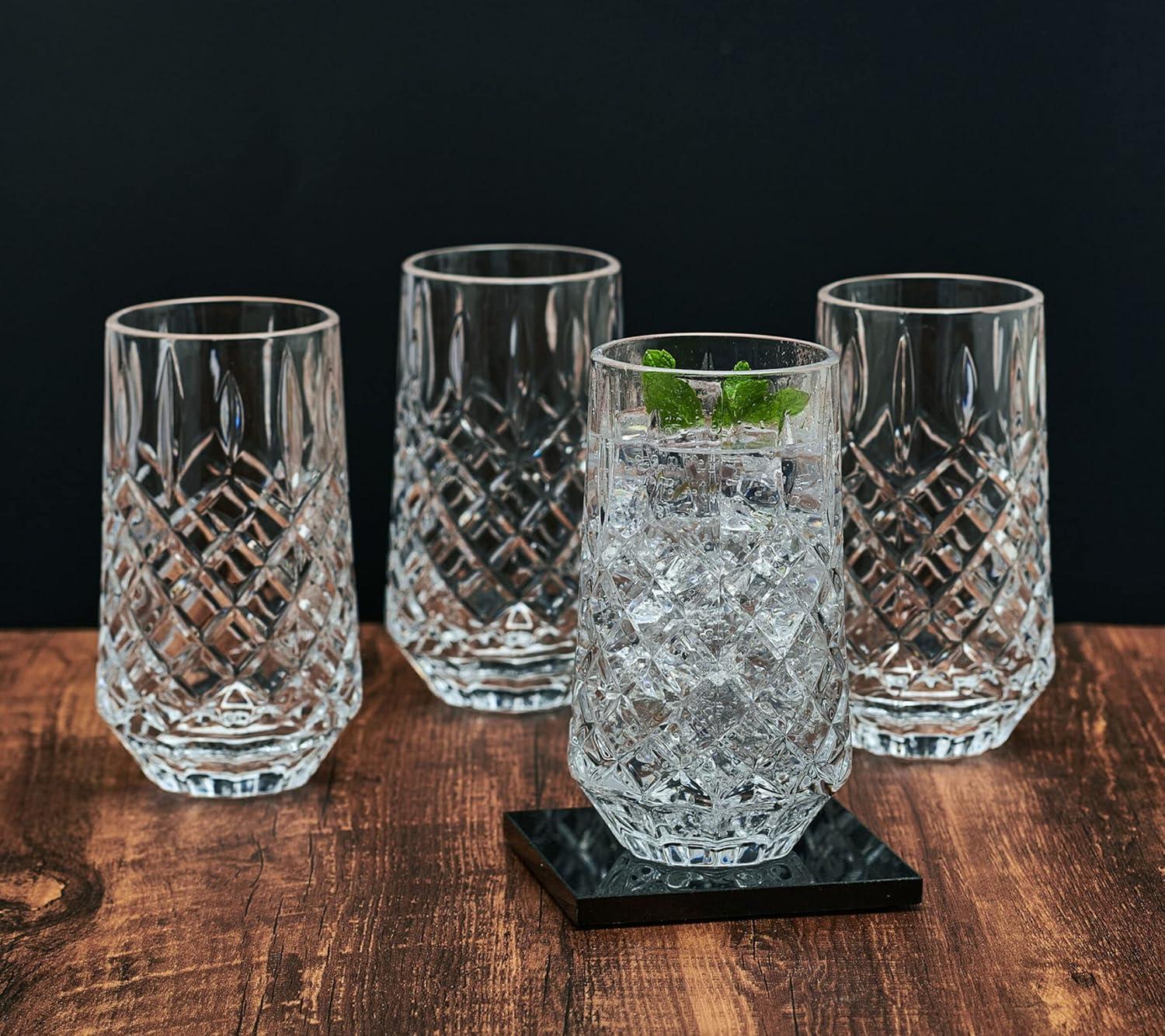 Mikasa Wesley Clear Highball Glass Set with Crisscross Pattern