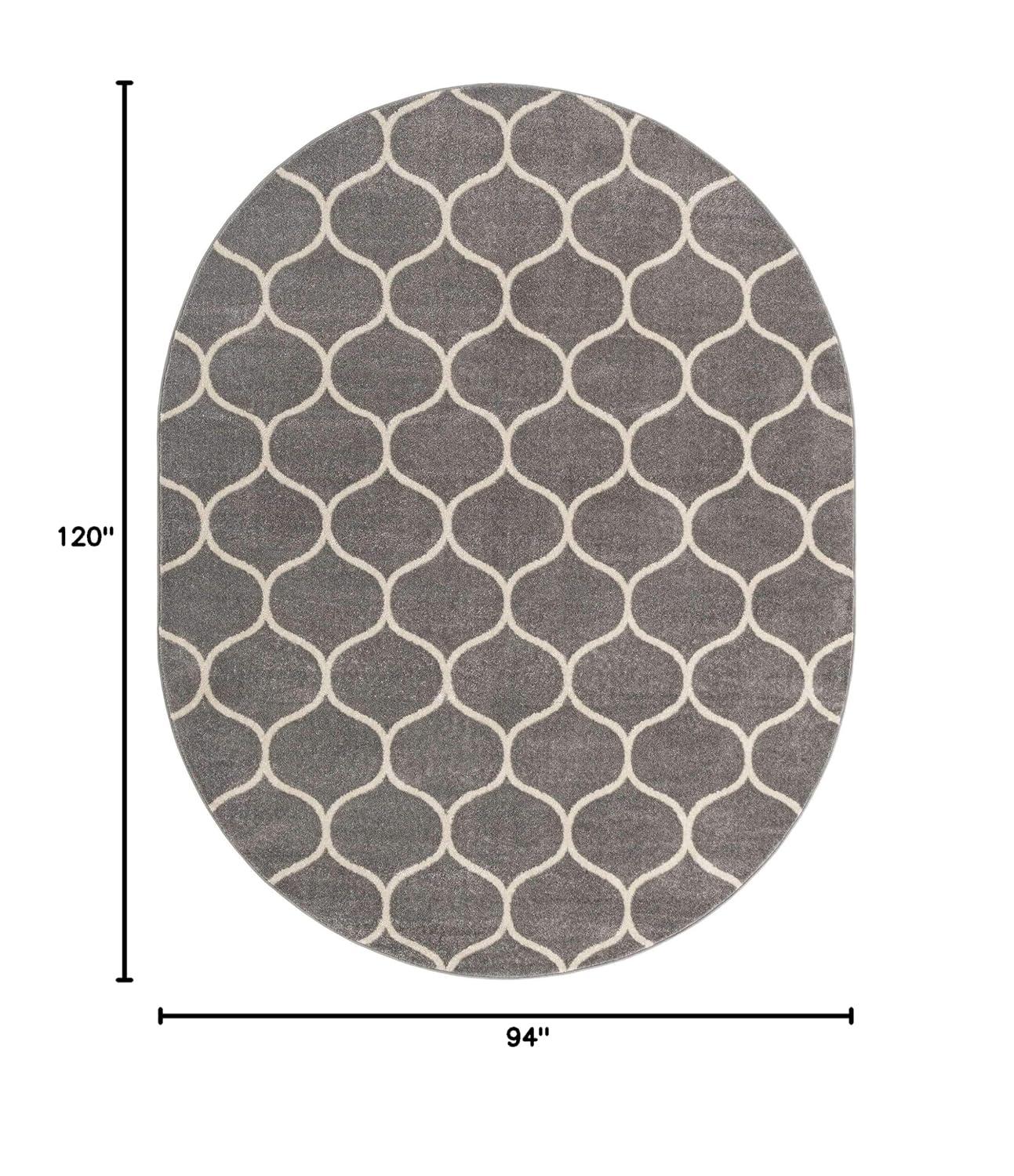 Unique Loom 7' 10 x 10' 0 Trellis Frieze Rounded Light Gray Area Rug