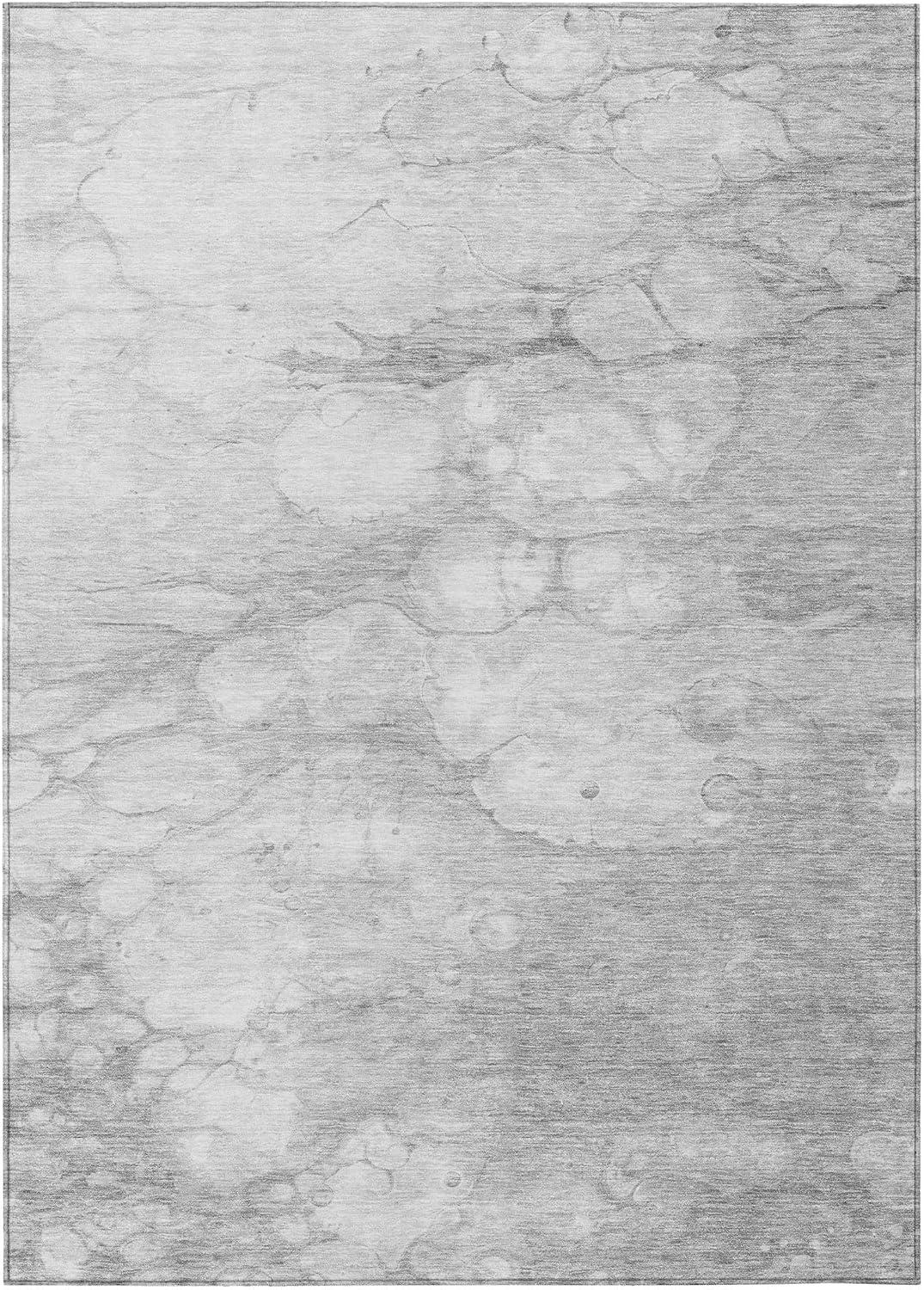 Silver Abstract Flat Woven Indoor Outdoor Rug 3' x 5'