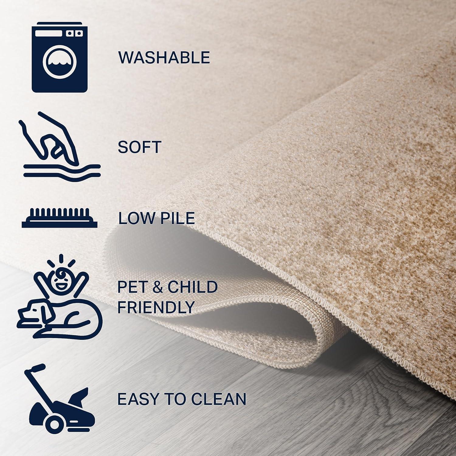 JONATHAN Y Twyla Classic Solid Low-Pile Machine-Washable Brown 4 ft. x 6 ft. Area Rug