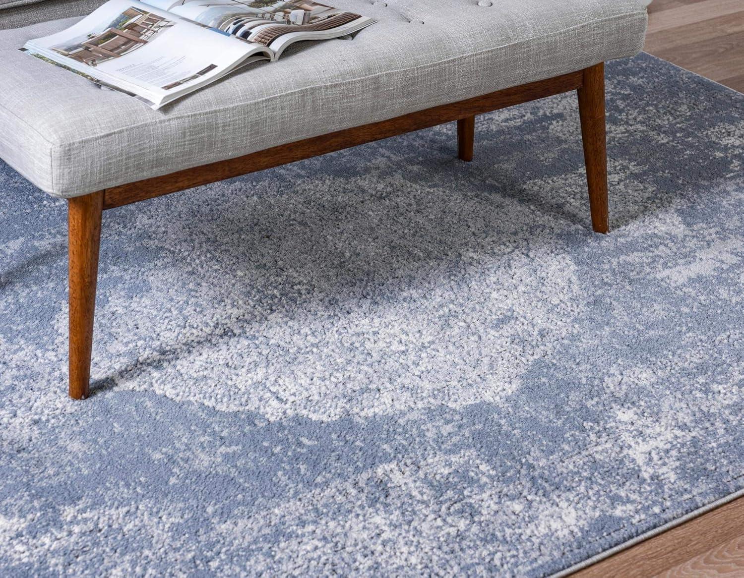 5'x8' Haze Solid Low-Pile Area Rug, Light Gray - JONATHAN Y