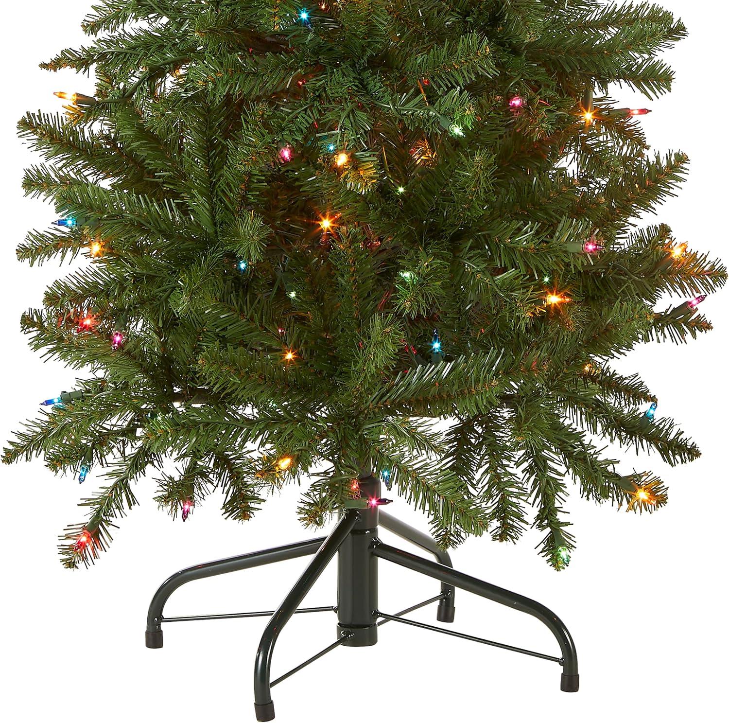 Prelit Pencil Slim Kingswood Fir Artificial Christmas Tree Multicolor Lights - National Tree Company