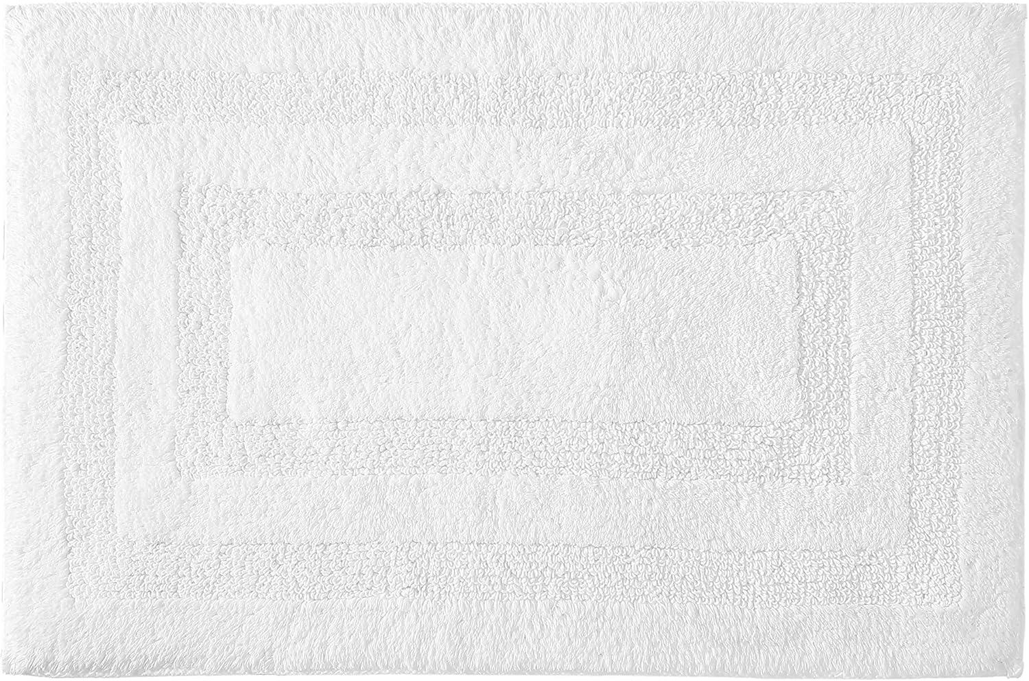 Micellar White Solid Reversible Cotton Rectangle 2--Piece Bath Rug Set