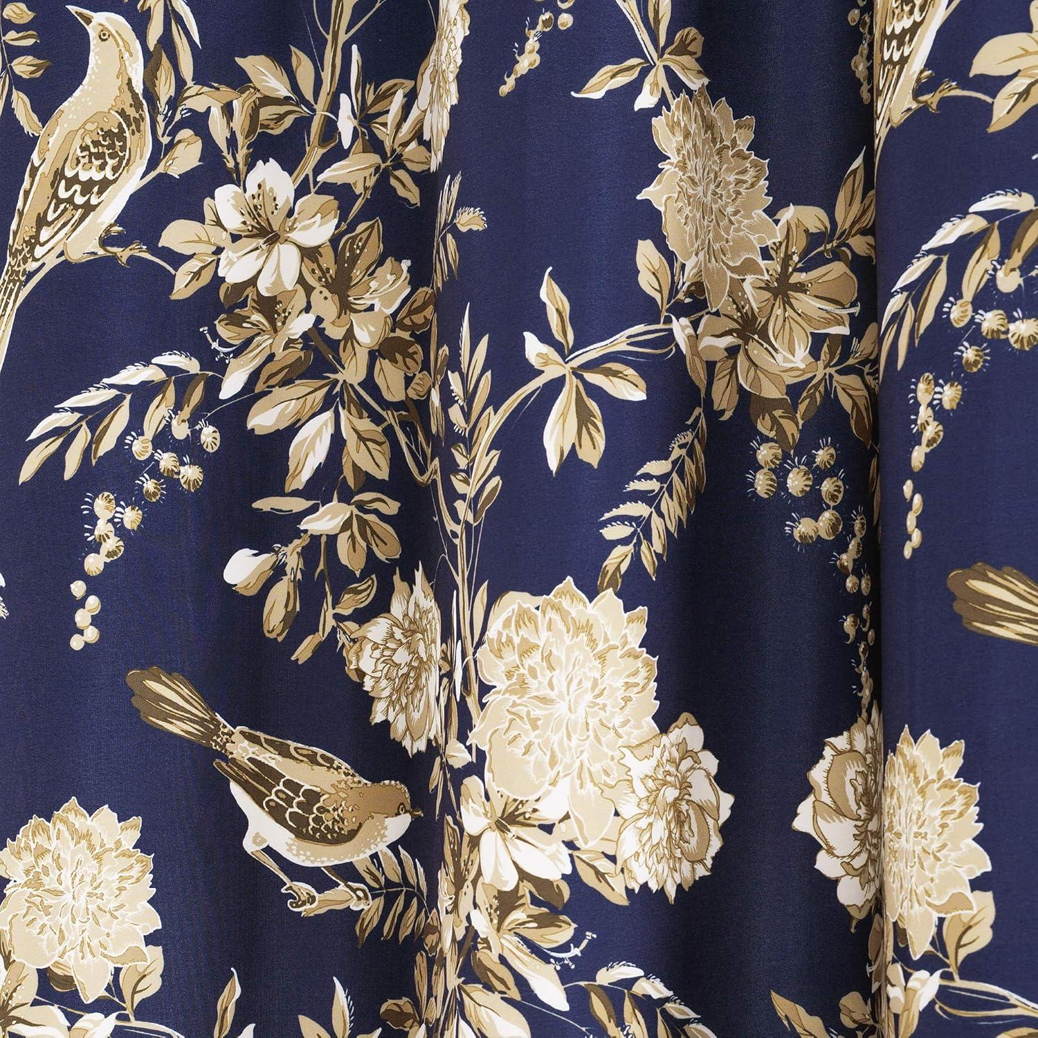 Lush Decor Farmhouse Bird And Flower Polyester Curtain Pair (Set of 2)