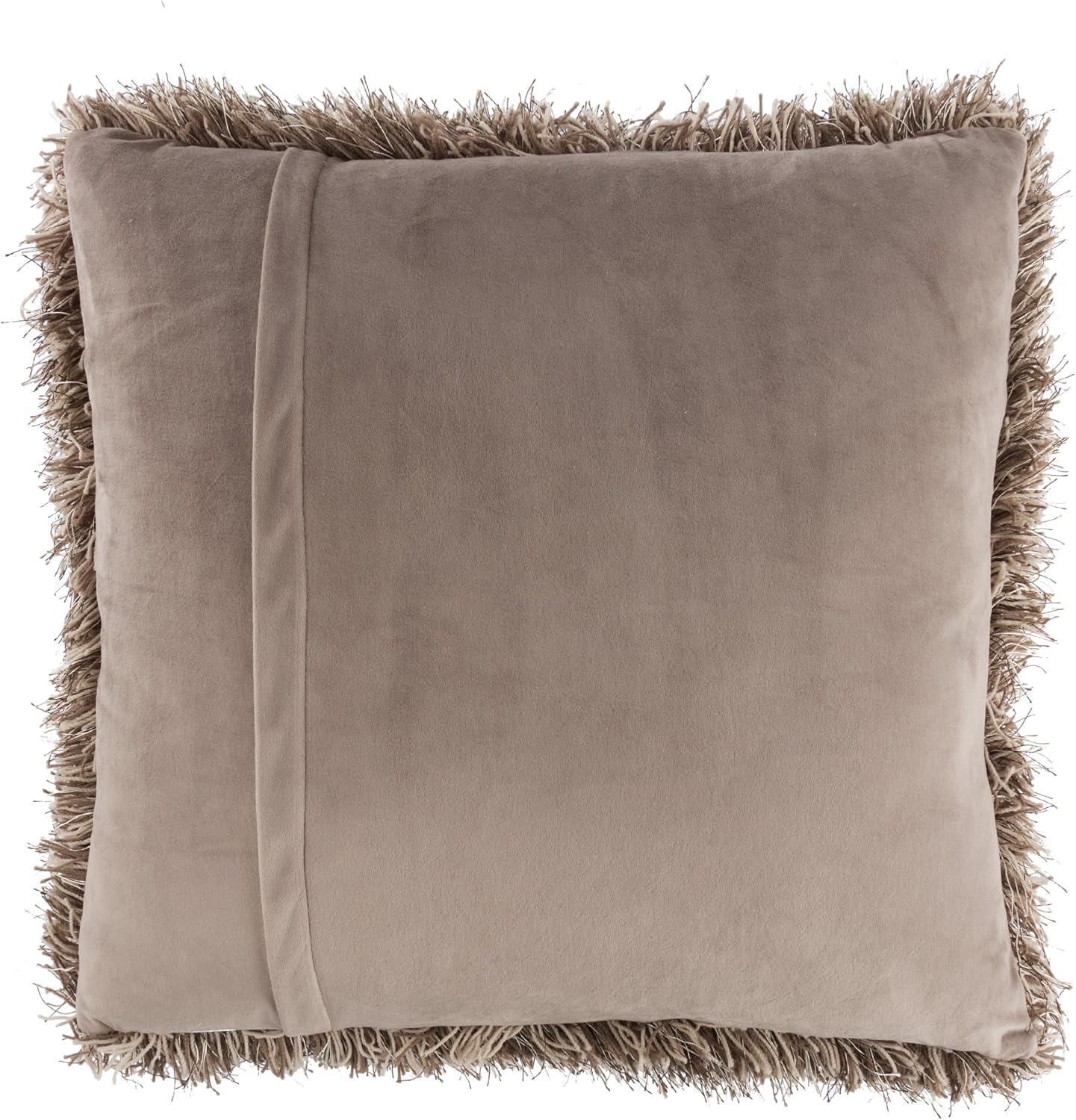 Mocha Shag Faux Fur Oversized Square Throw Pillow