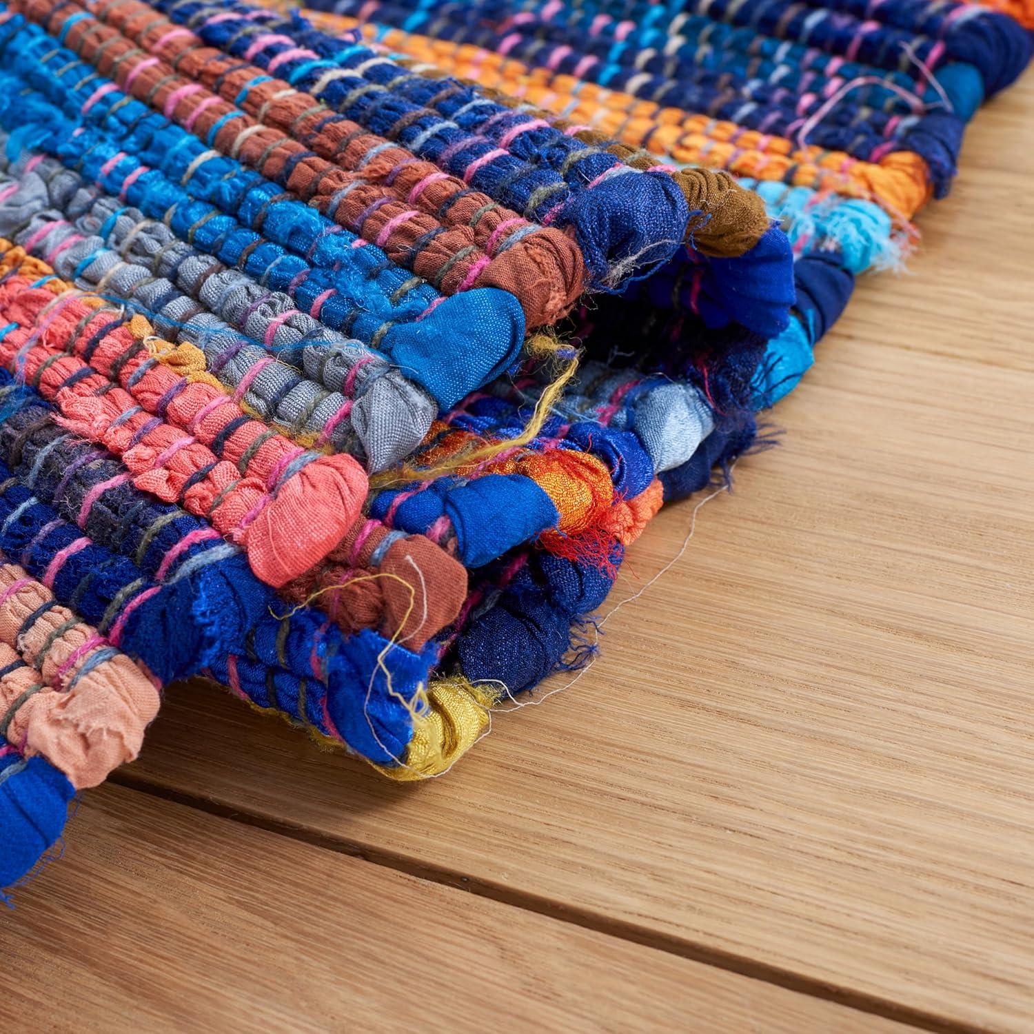 Rag Runner Rug RAR240 Hand Woven Runner Rug - Blue/Multi - 2'3"x10' - Safavieh.