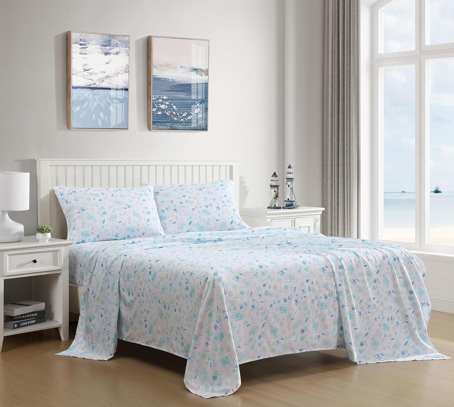 Coastal Print Sheet Set|Queen - Ocean Paradise King - Hampton Blue