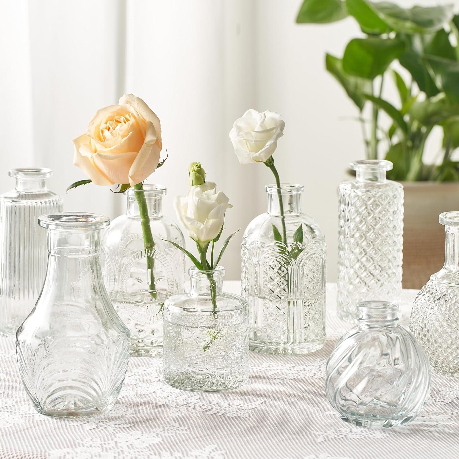 24-Piece Clear Glass Bud Flower Vase Set for Home Decor