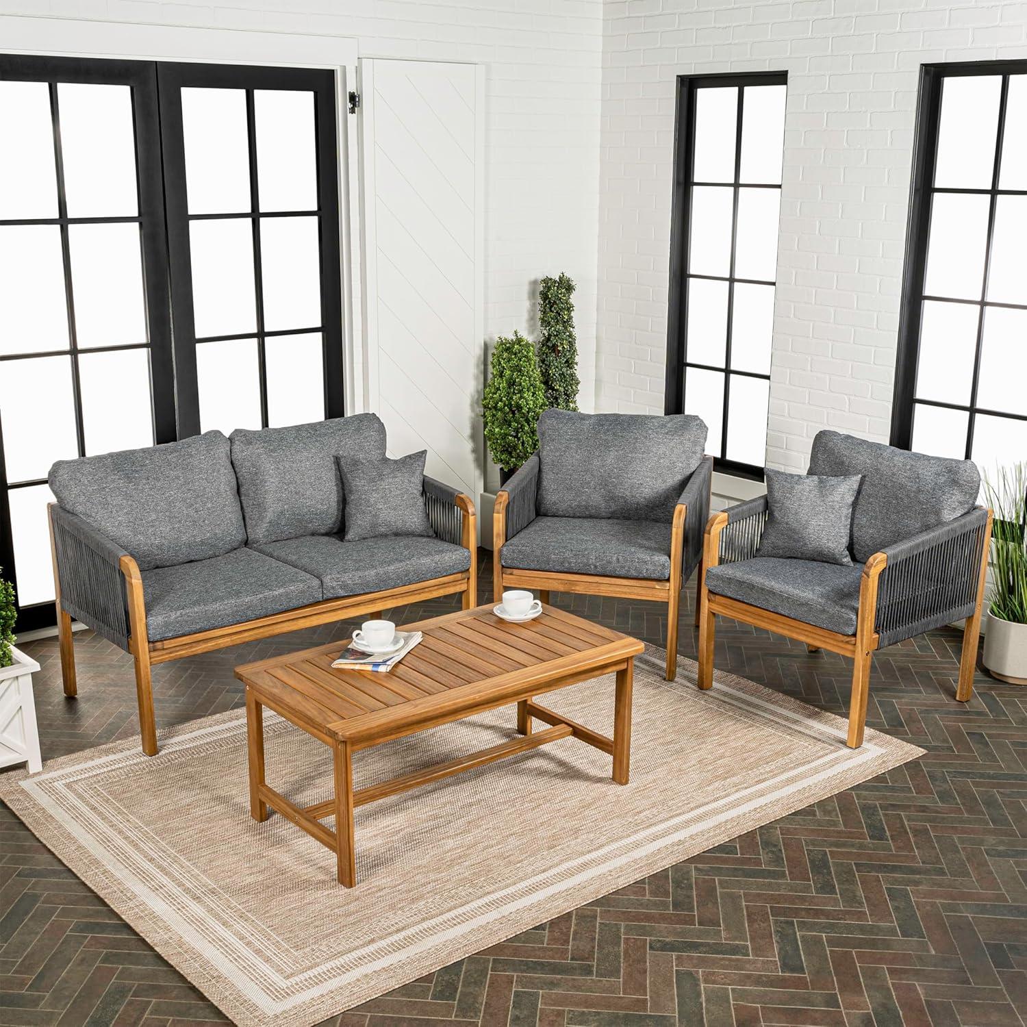 Tavira 4-Piece Gray Acacia Wood Outdoor Patio Set