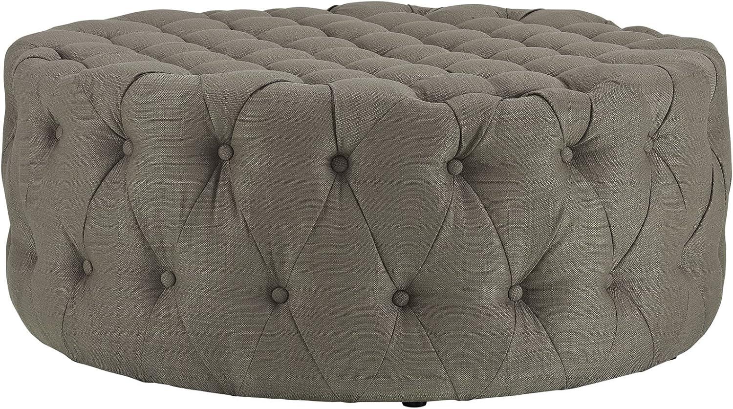 Modway Amour Modern Upholstered Fabric and Solid Wood Ottoman in Granite Gray