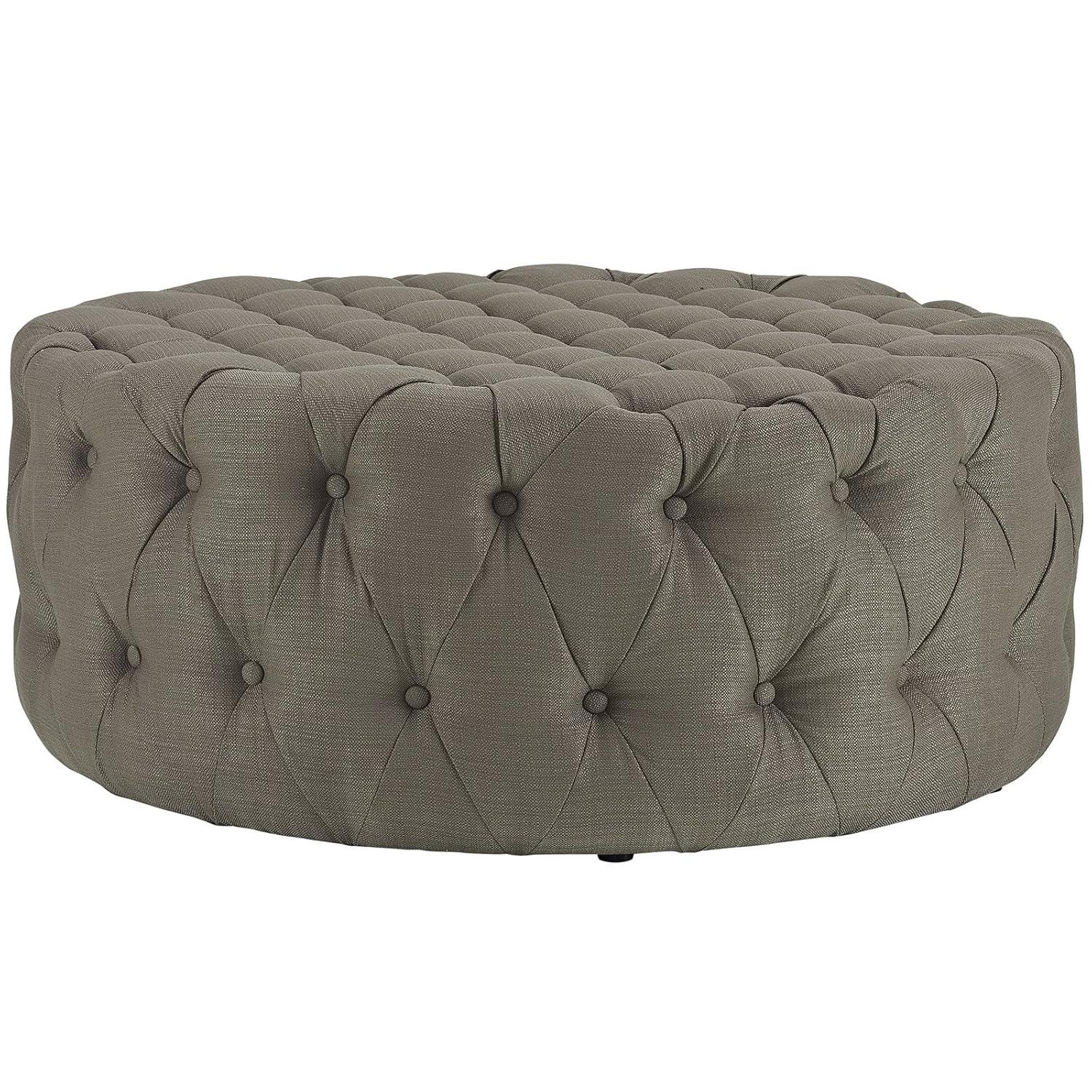 Modway Amour Upholstered Fabric Ottoman in Granite