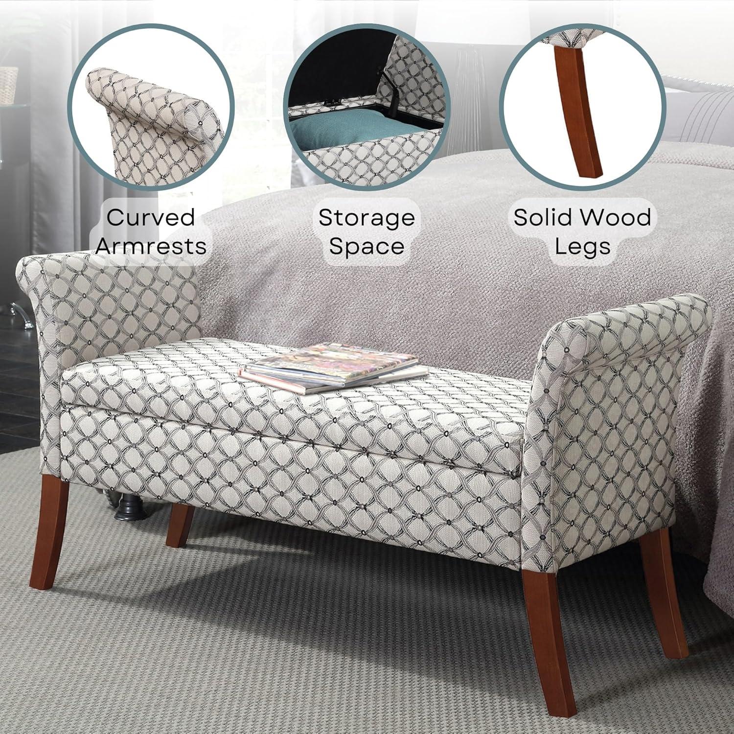 Designs4Comfort Garbo Storage Bench Ottoman  Ribbon Pattern Fabric