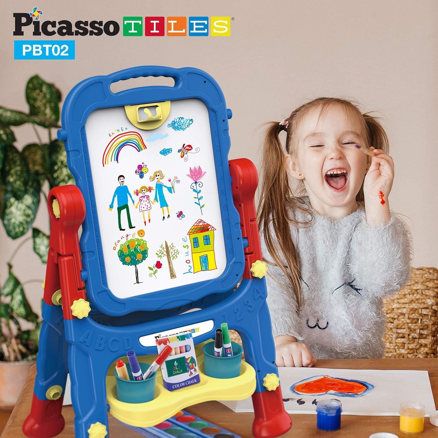 PicassoTiles 46 PC 2-IN-1 Double Sided Art Easel Set