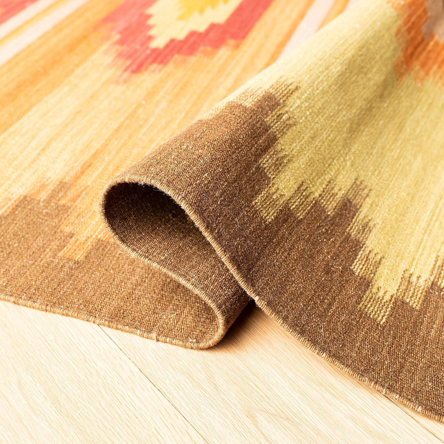 Kilim NVK176 Hand Woven Indoor Area Rug - Brown/Multi - 4'x6' - Safavieh