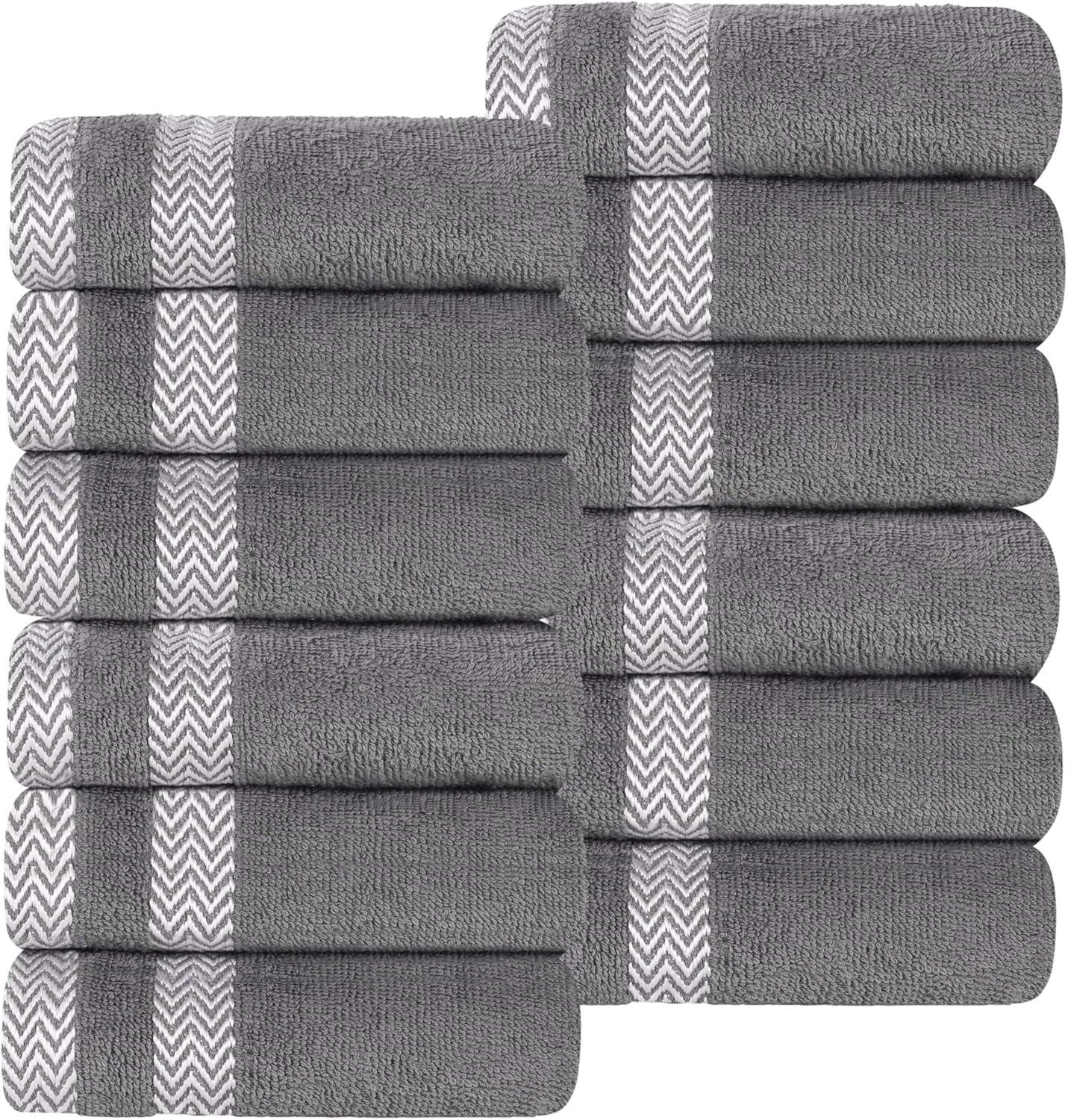 Superior Hays Cotton Face Towel Washcloth Set of 12, Gray