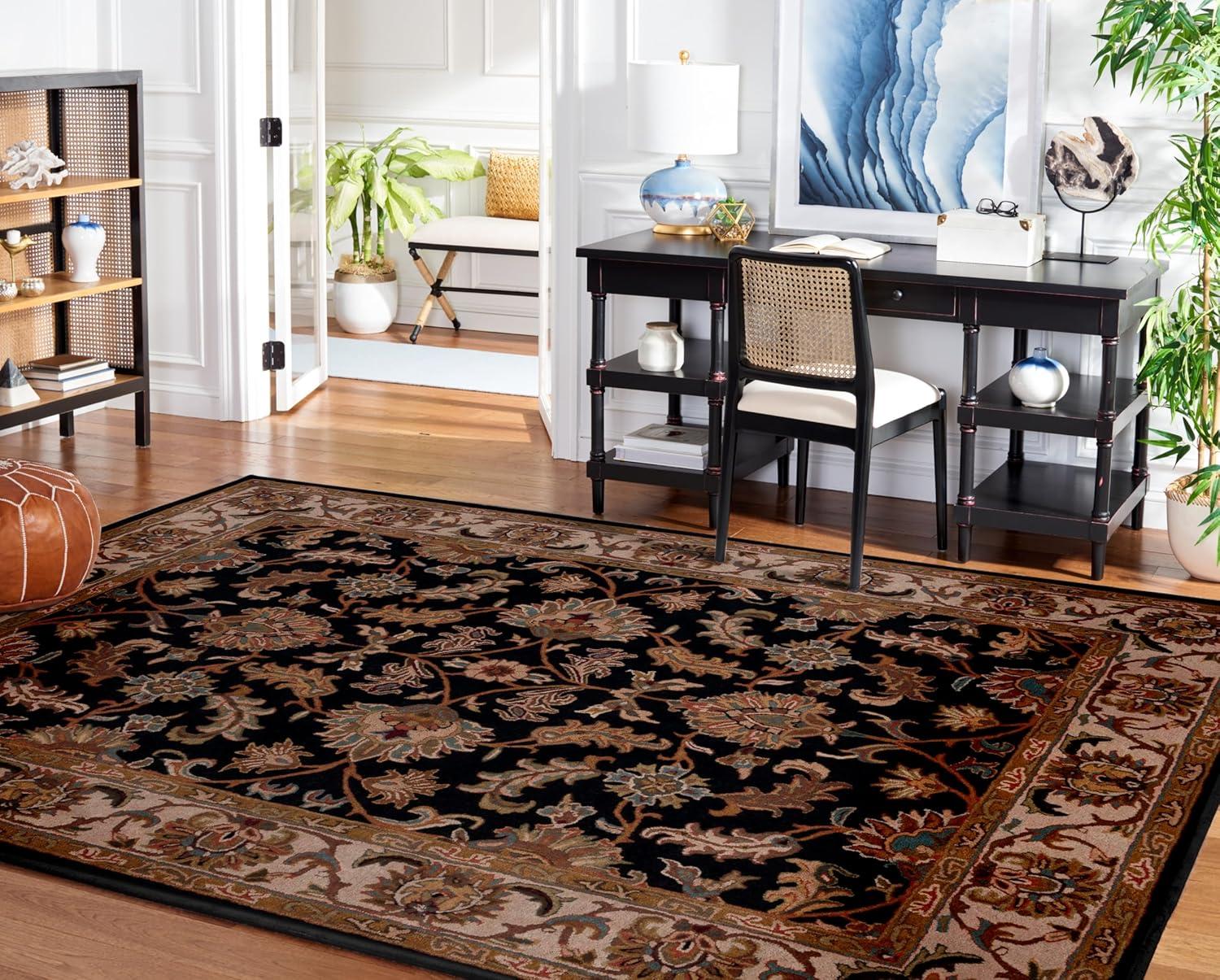 SAFAVIEH Heritage Valery Traditional Wool Area Rug, Black/Beige, 9'6" x 13'6"