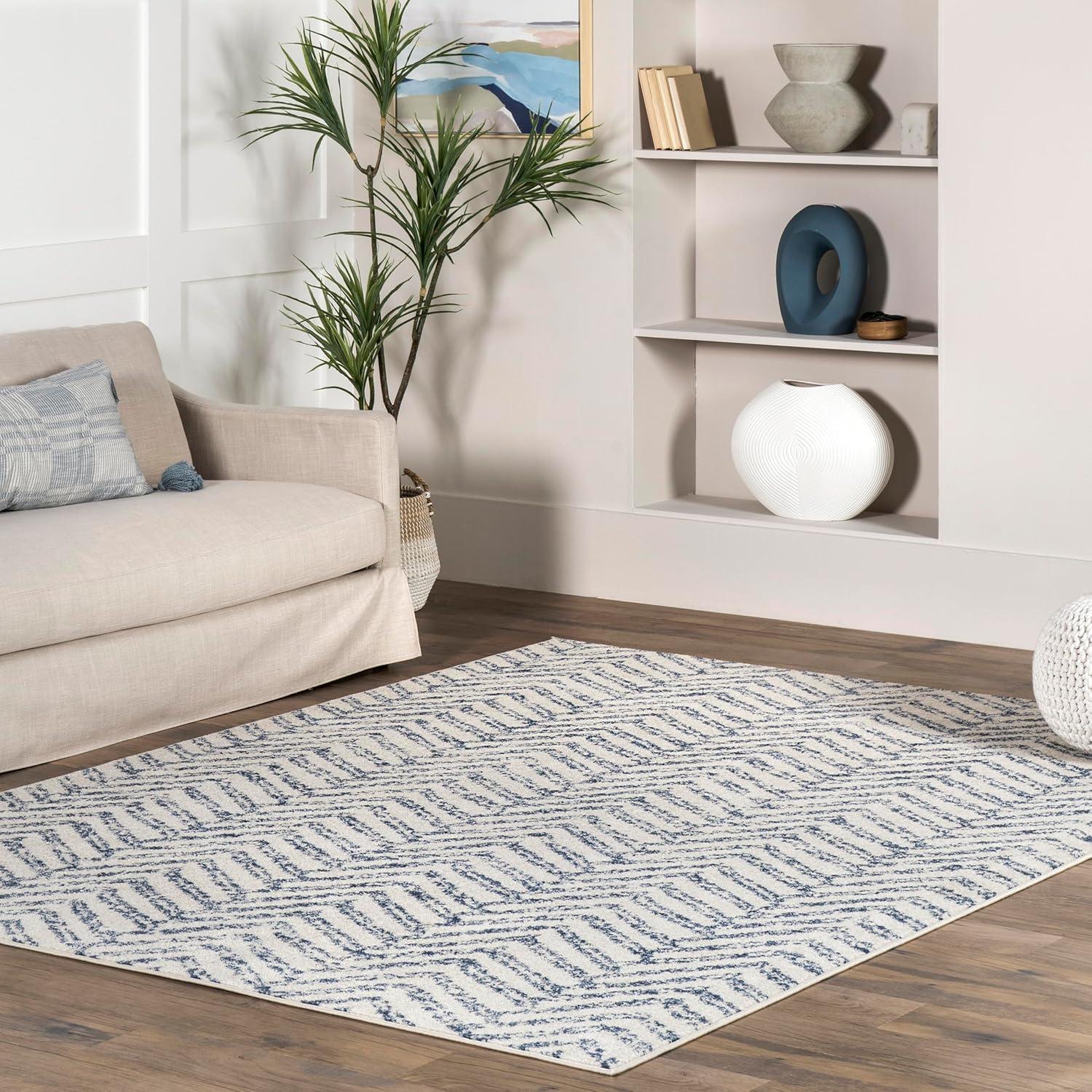 Nuloom Rosanne Chevron 8x10 Indoor Area Rug for Living Room Bedroom Dining Room Kitchen, Blue/Ivory