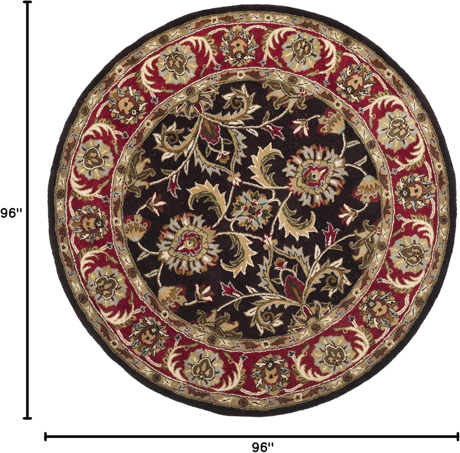 Heritage HG951 Hand Tufted Area Rug - Chocolate/Red - 8' round - Safavieh.