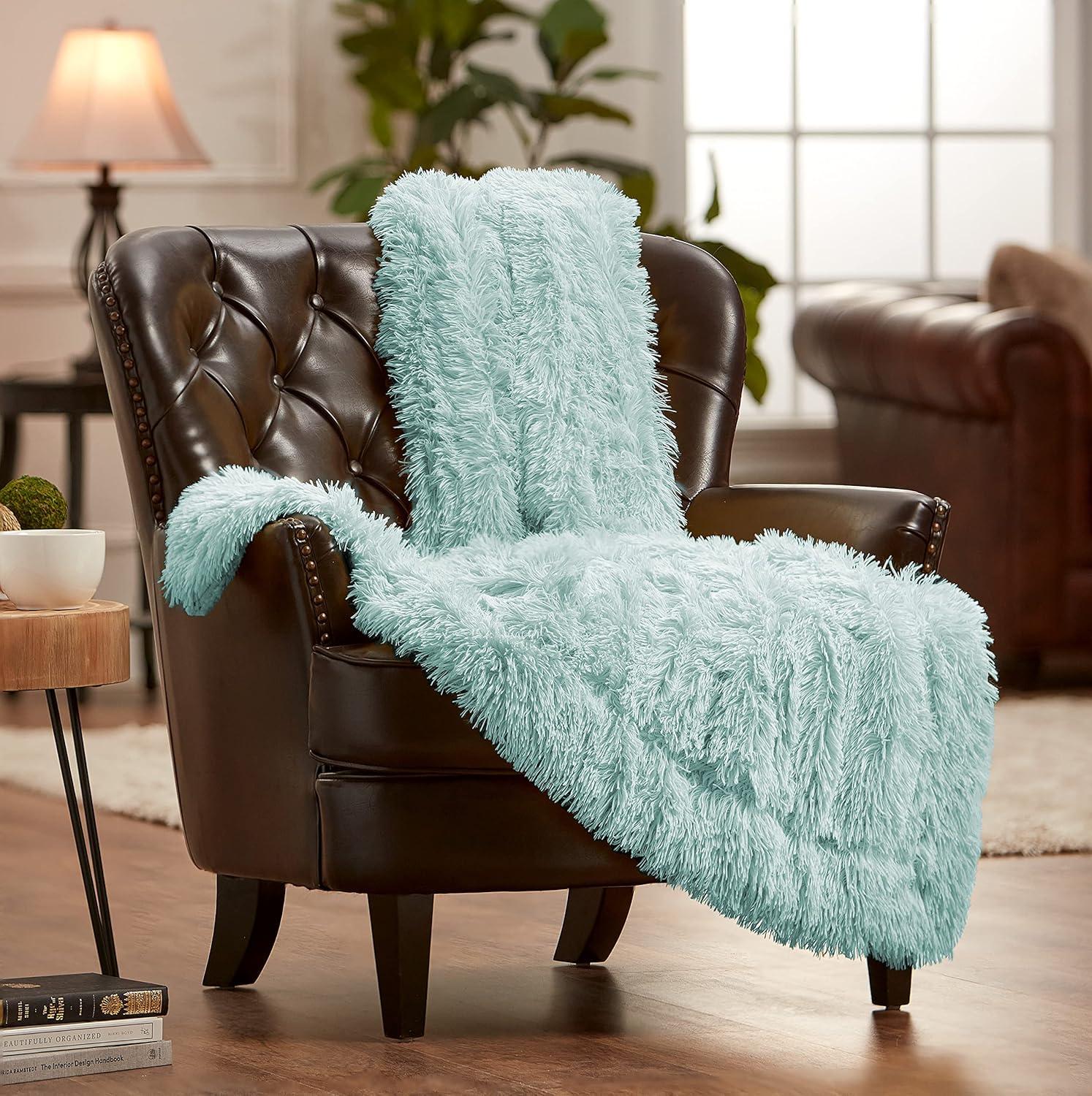 Chanasya Solid Faux Long Fur Fuzzy Throw Blanket