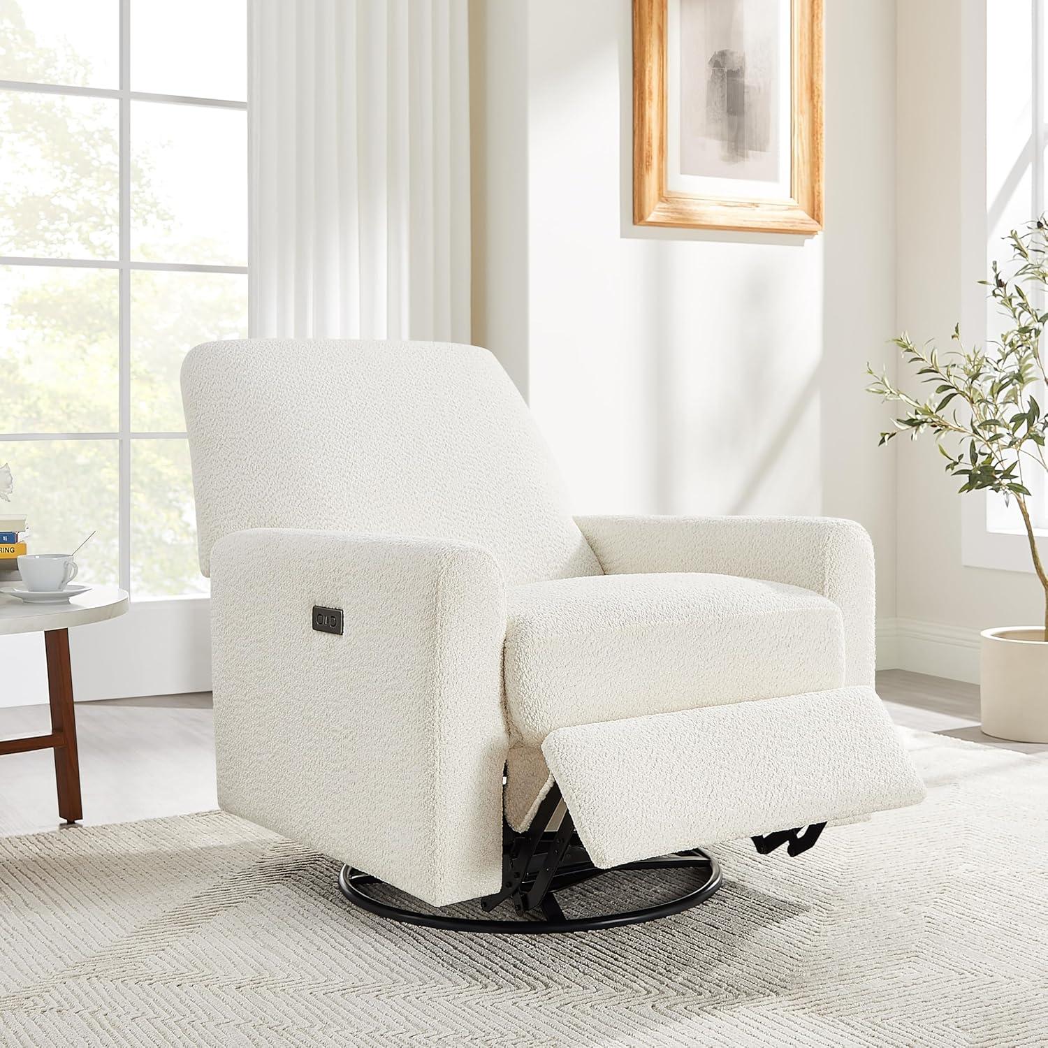 31.5 Inch Boucle Swivel Glider Power Recliner