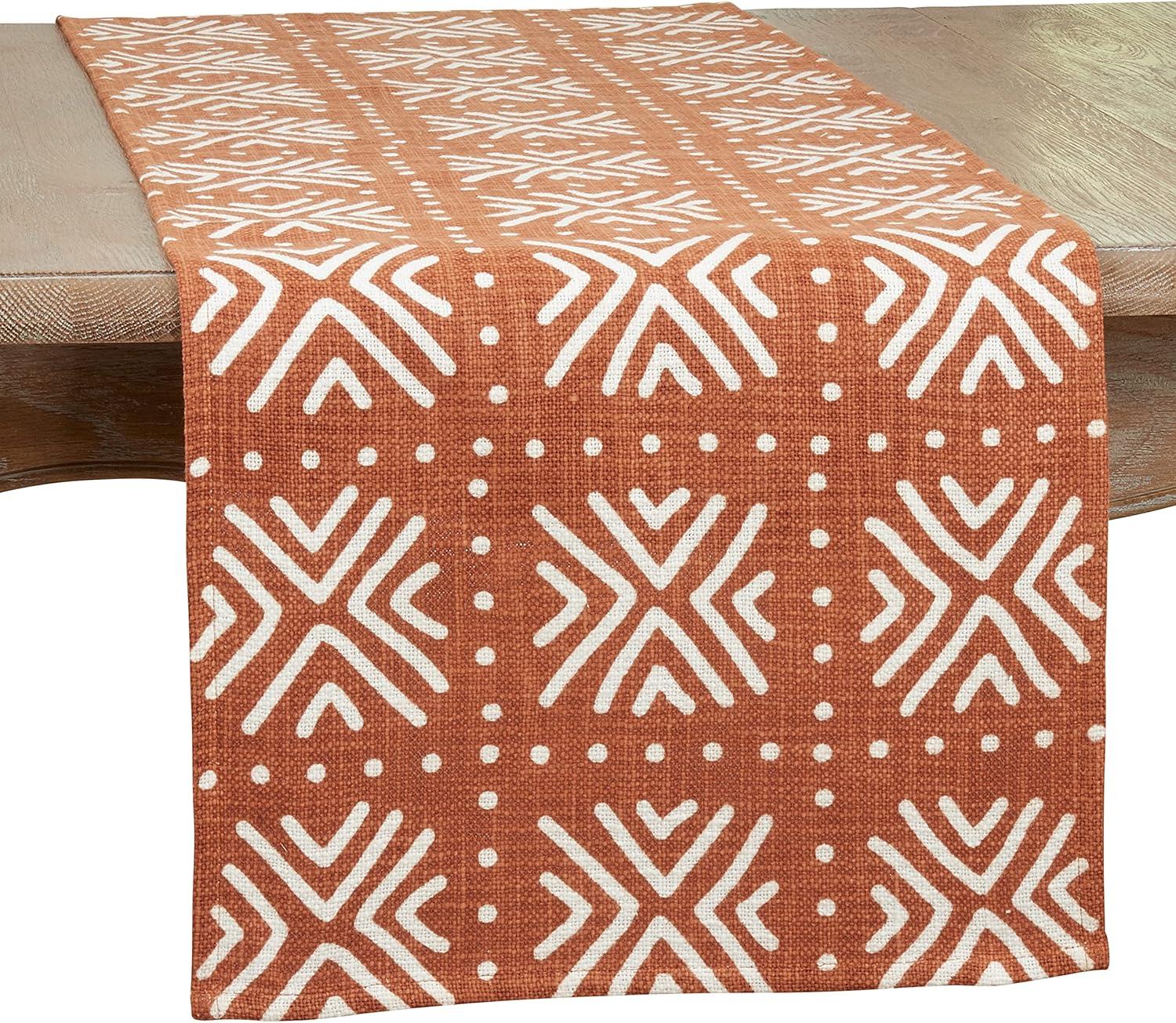 Saro Lifestyle Cotton Table Runner With Mudcloth Design