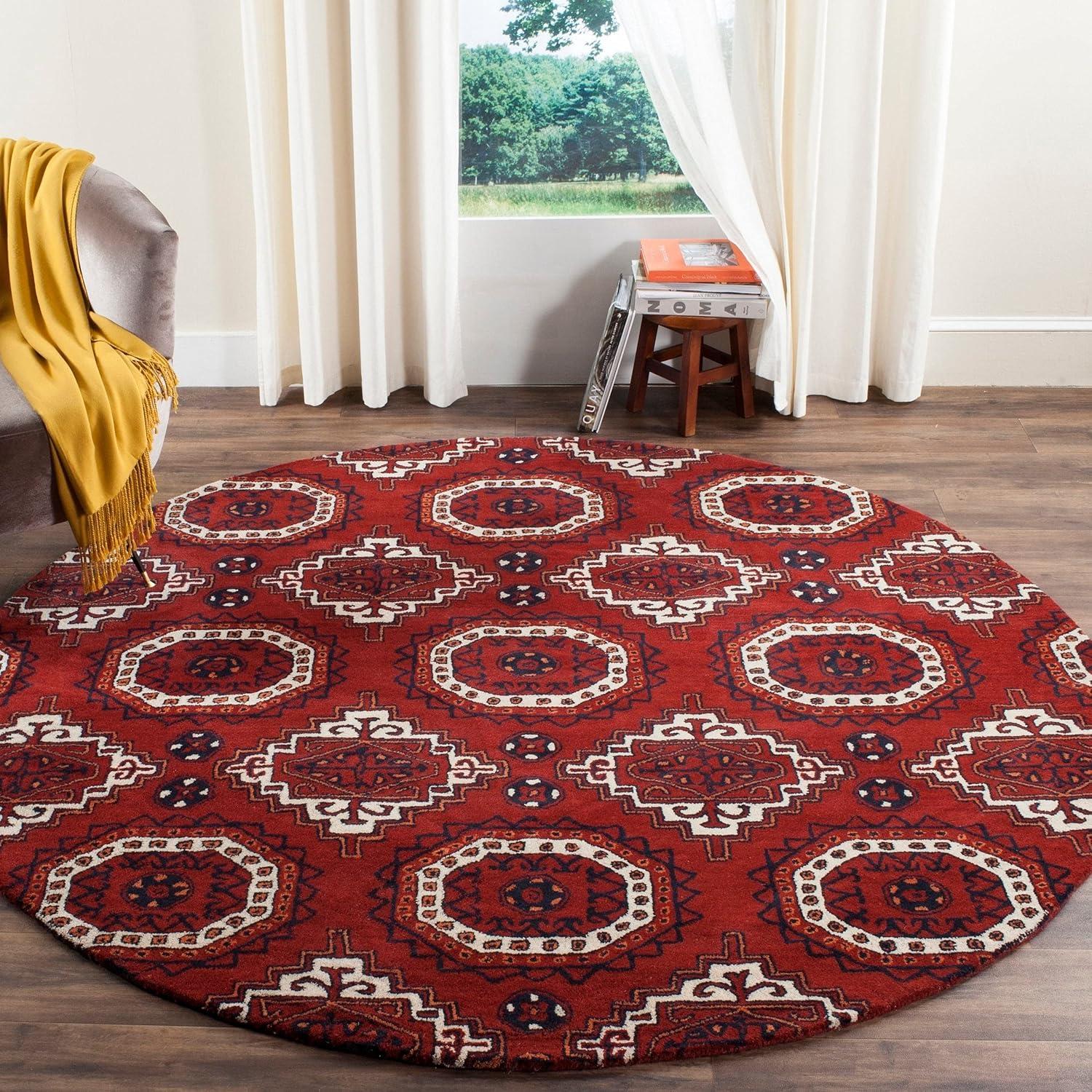 Hand-Tufted Elegance Red Wool 8' x 10' Rectangular Area Rug