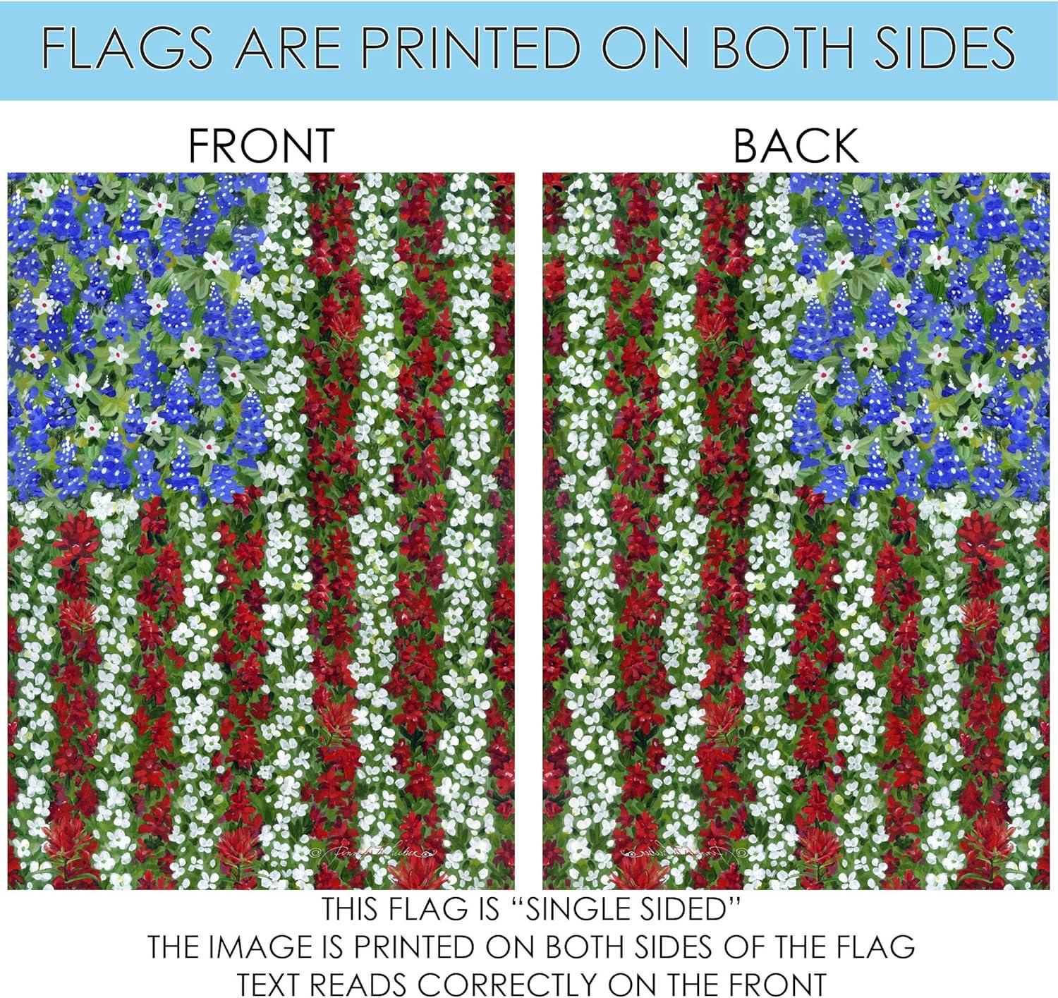 Toland Home Garden Field Of Glory Flower Patriotic Flag Double Sided 28x40 Inch