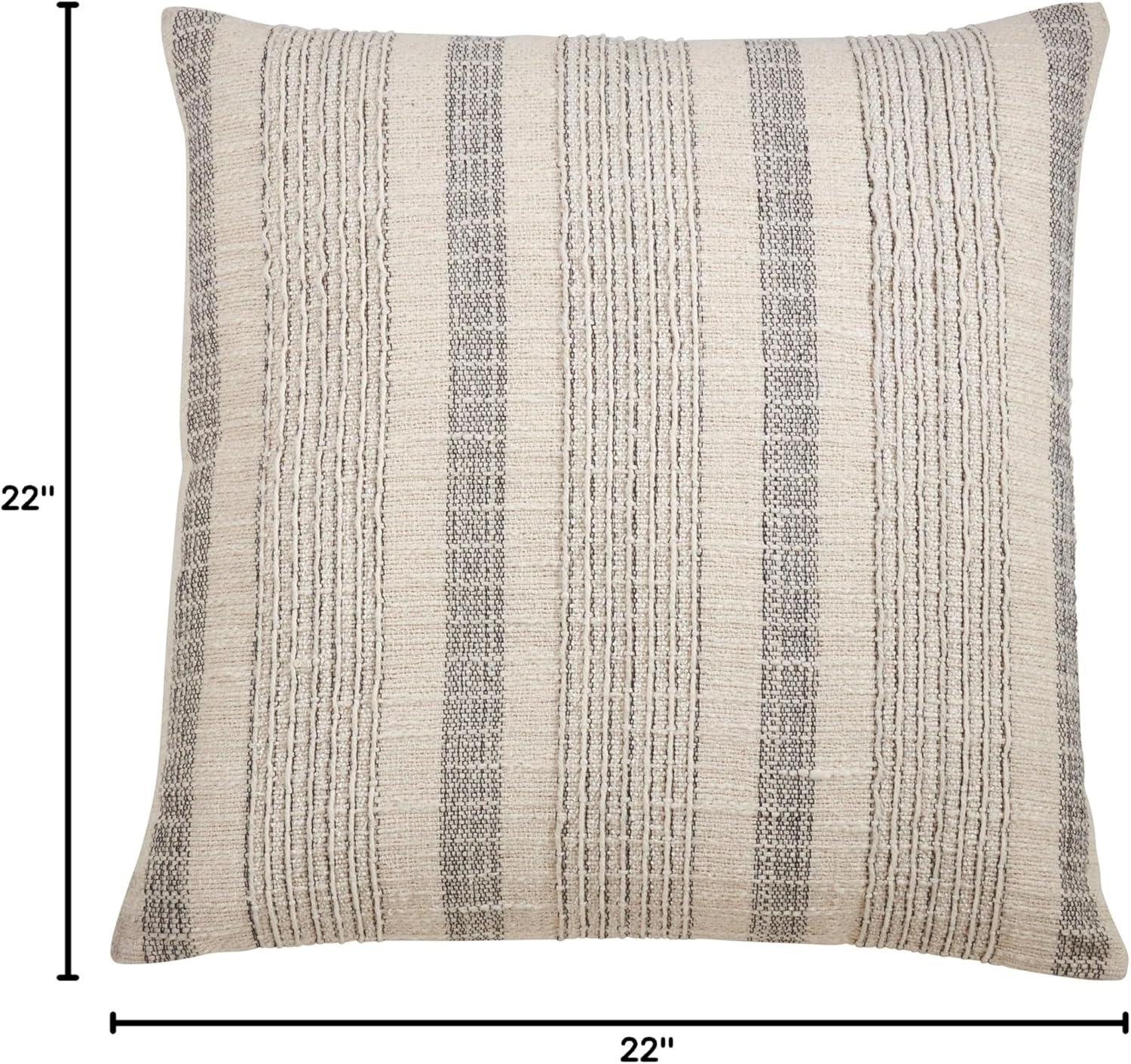 Saro Lifestyle Woven Striped Down Filled Throw Pillow, 22", Off-White