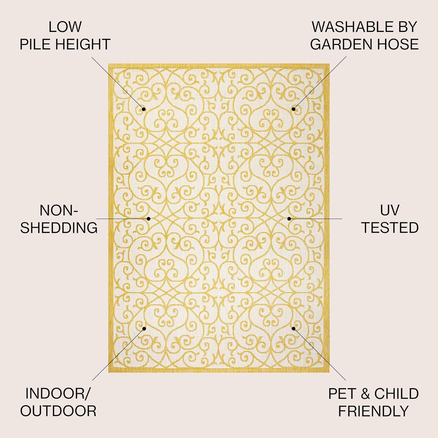 Madrid Vintage Filigree Textured Weave Indoor/Outdoor Area Rug - JONATHAN Y