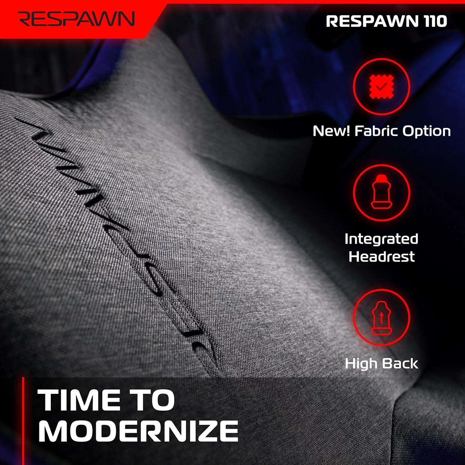 Respawn RESPAWN 110 Gaming Chair - Gamer Chair PC Computer Chair, Ergonomic Gaming Chairs, Office Chair with Integrated Headrest, Gaming Chair for Adults 135 Degree Recline with Angle Lock