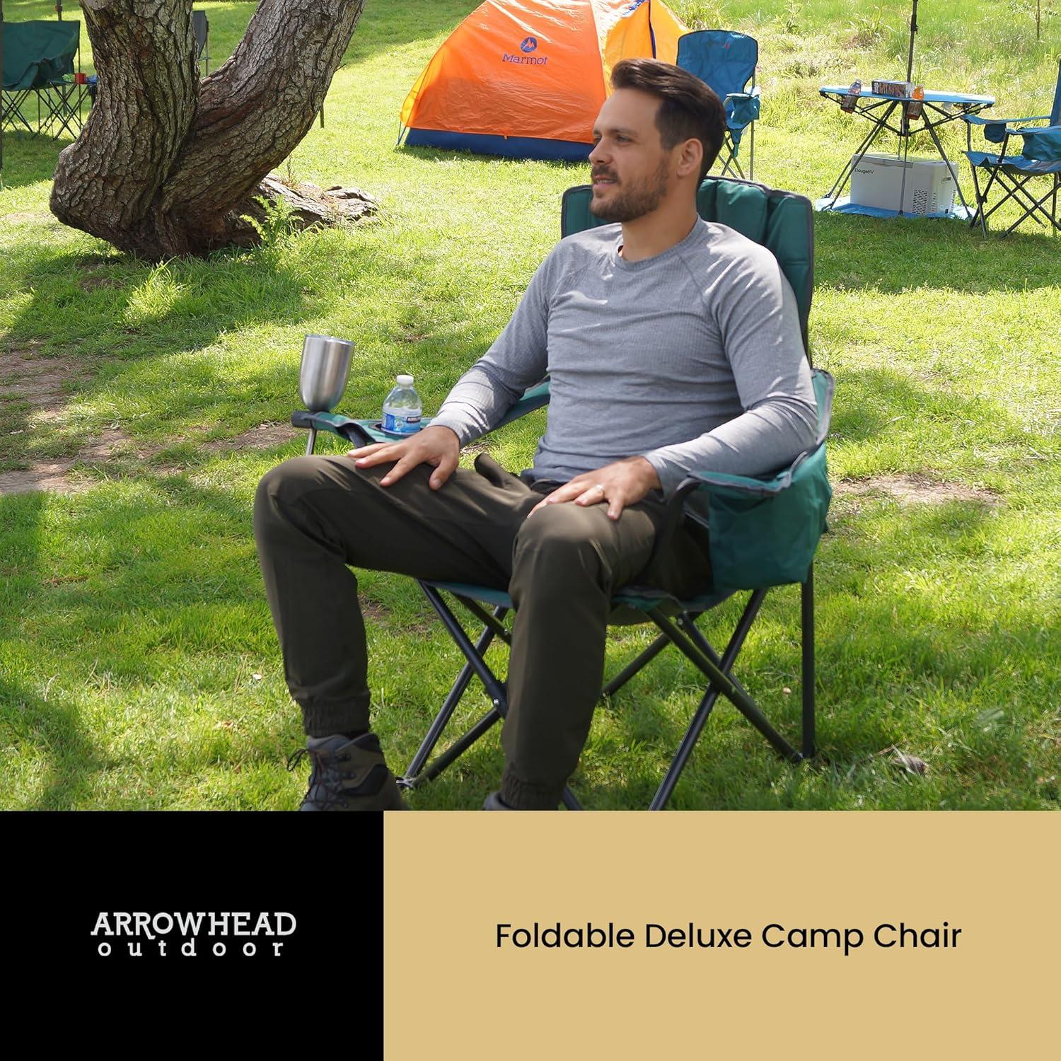 ARROWHEAD Outdoor Folding Camping Chair with Cushions