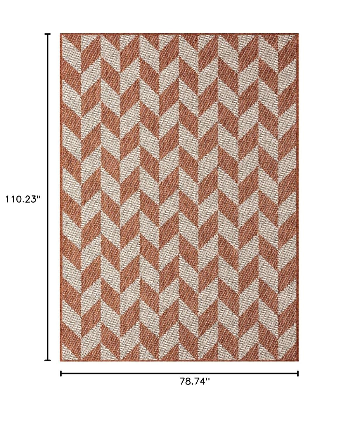 NICOLE MILLER NEW YORK Patio Country Calla Herringbone Indoor/Outdoor Area Rug, Orange/Ivory