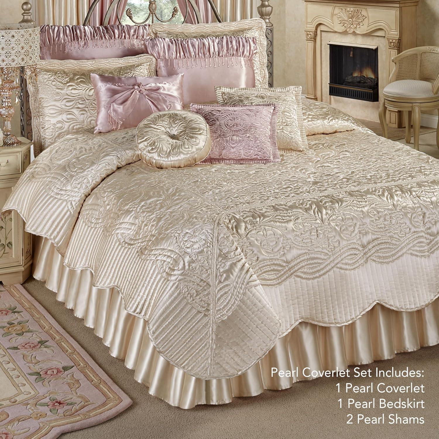 Prima Quilted Bedding and Accent Pillows Available in 5 Gemtone Colors to Mix and Match Pearl Coverlet Set Queen