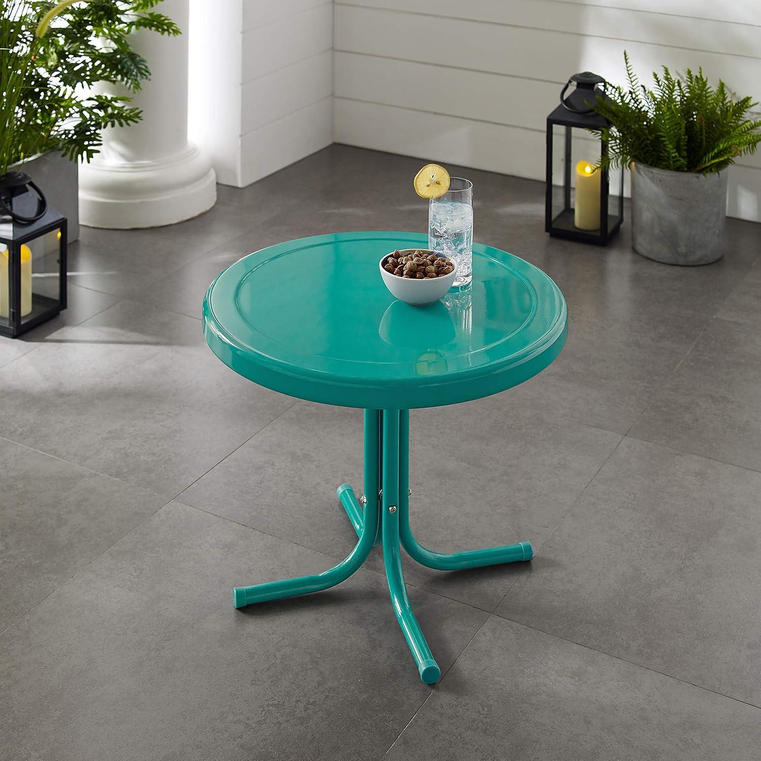 Retro Griffith Turquoise Steel Outdoor Side Table