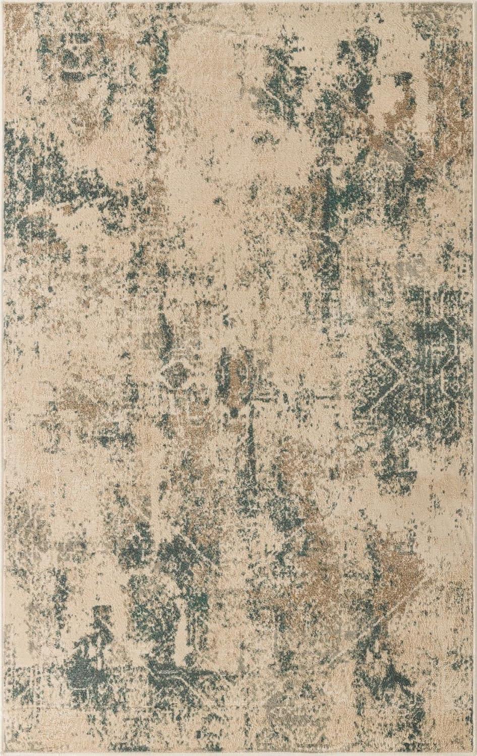 Rectangular Gray Abstract Synthetic Stain-Resistant Area Rug