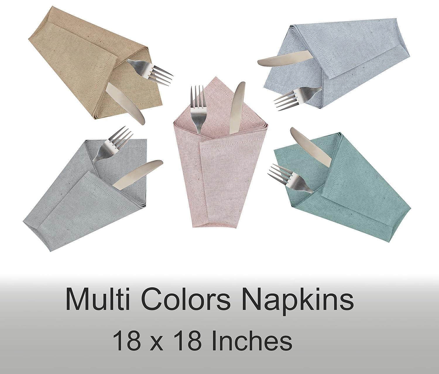 Poly Cotton Square Cloth Napkins Chambray Fabric (Set of 12)
