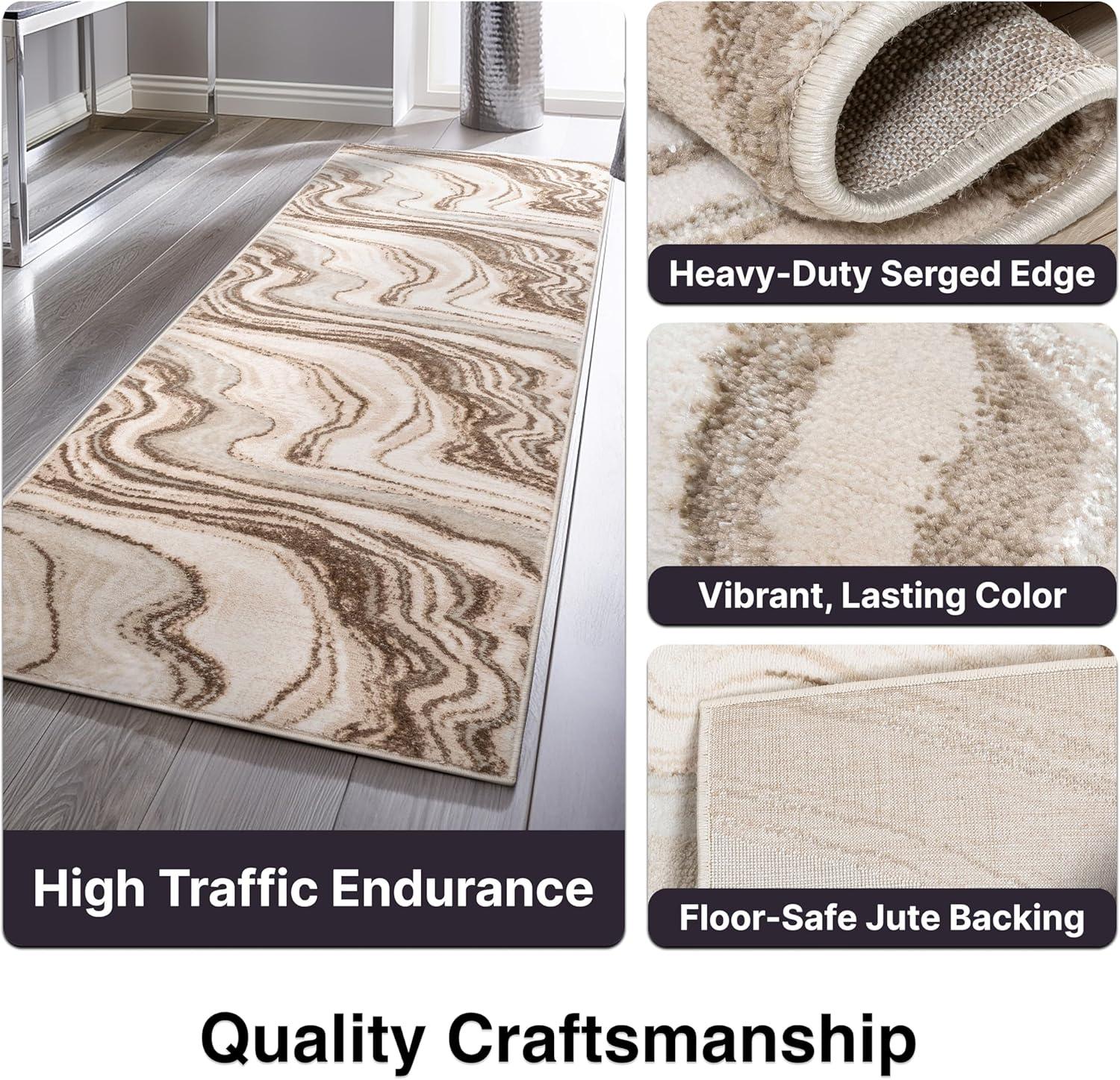 Well Woven Werrick Grey & Gold Striated Marble Pattern Rug 8x10 (7'10" x 9'10")