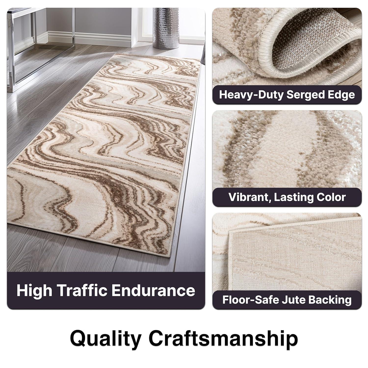 Well Woven Werrick Grey & Gold Striated Marble Pattern Rug 8x10 (7'10" x 9'10")