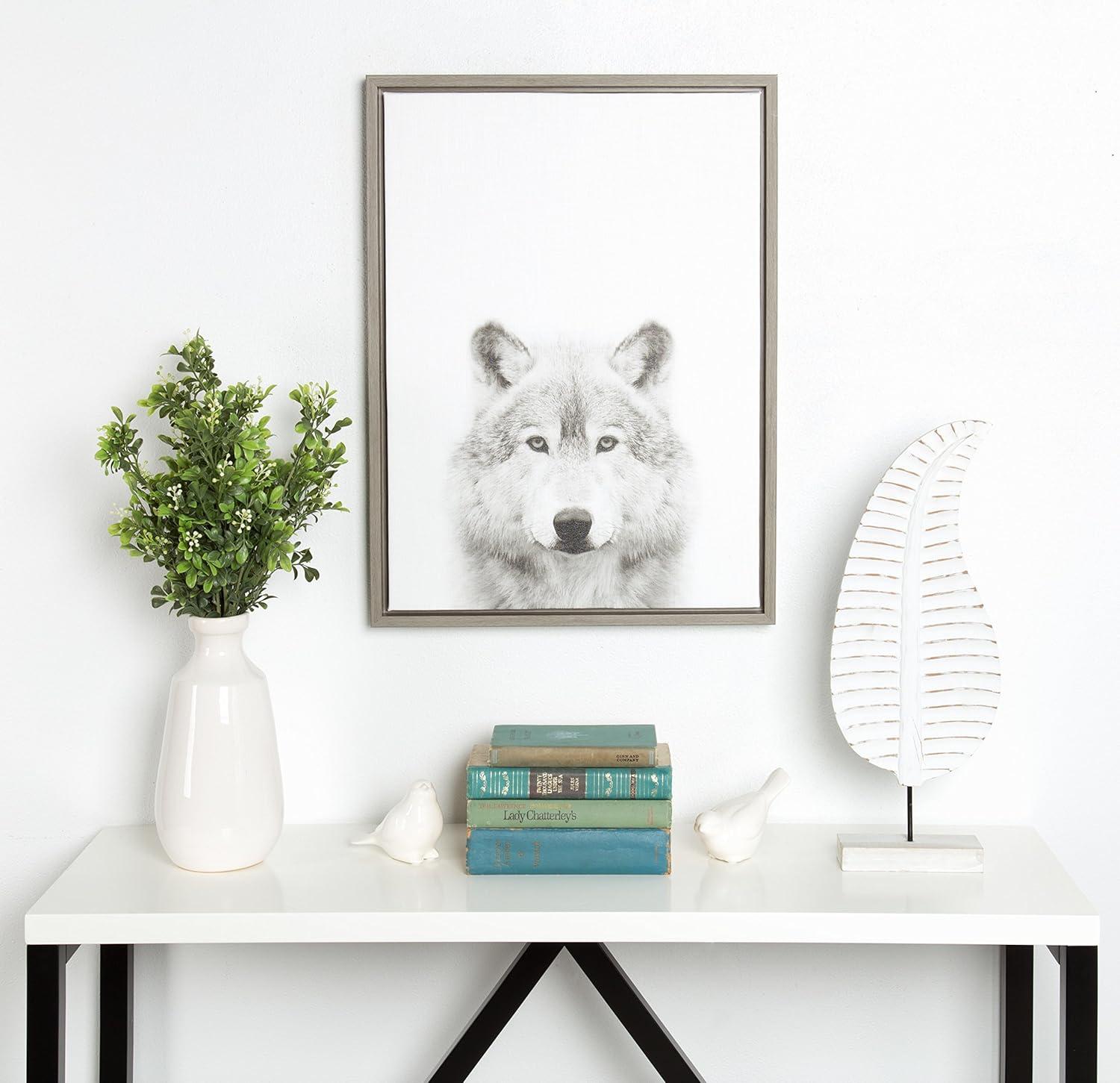 Wolf Framed Kids' Canvas Art Gray (24"x18") - Uniek