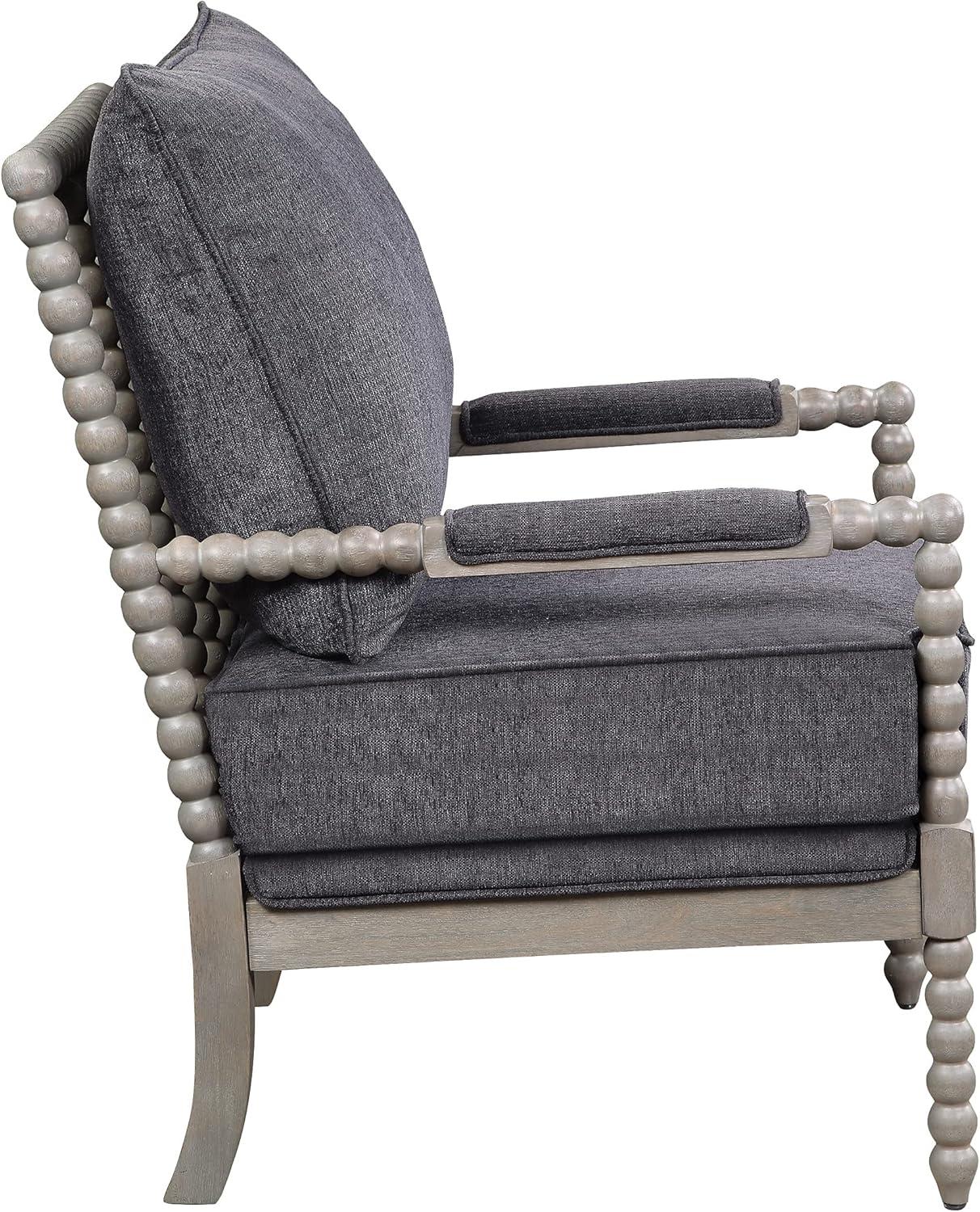 Abbott Brushed Gray Hardwood Spindle Accent Chair with Padded Seat