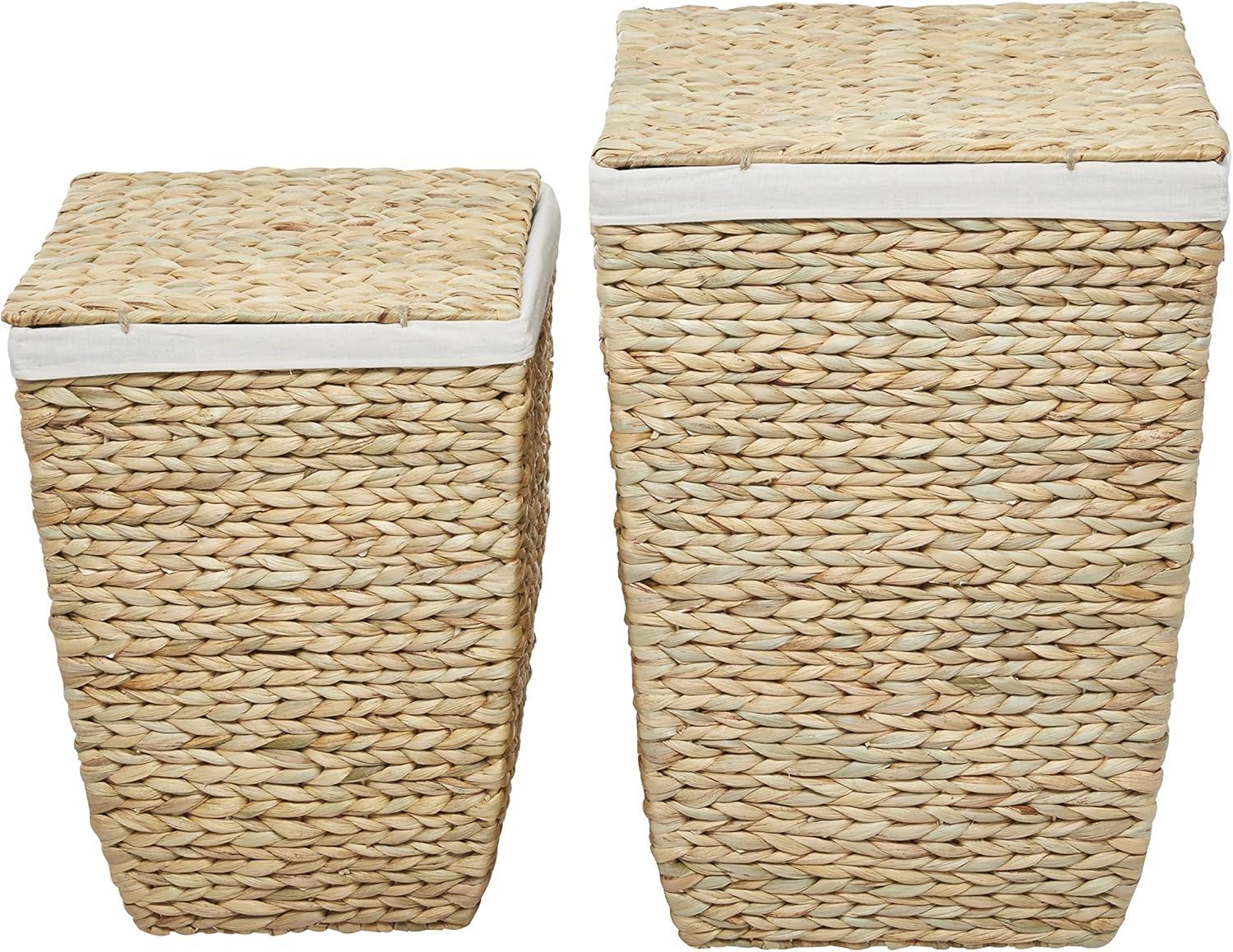 Traditional Seagrass Handwoven Storage Basket Duo, Light Brown