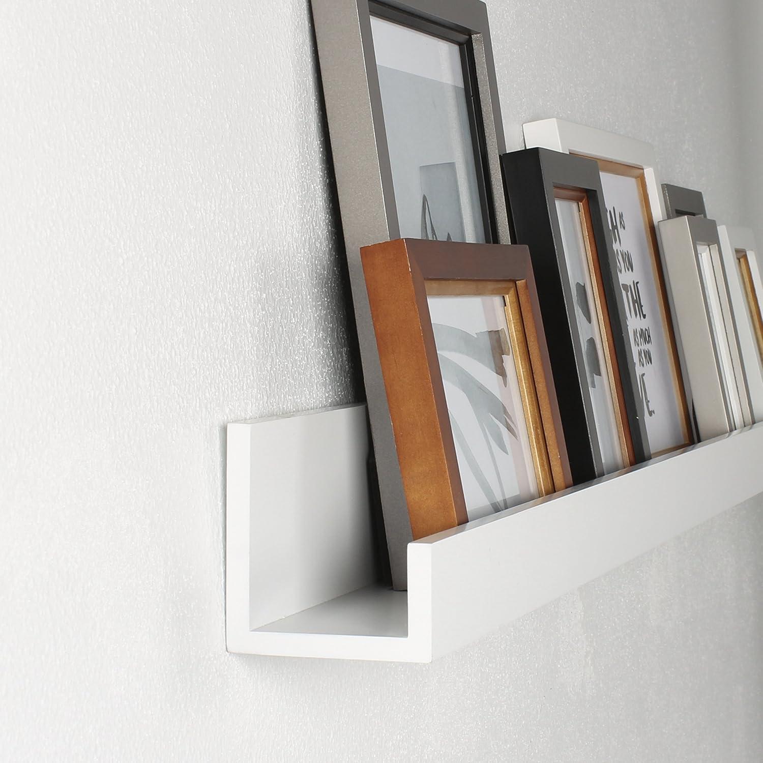 Kate & Laurel All Things Decor 3" x 42" Levie Wooden Picture Ledge Wall Shelf White: No Assembly, Wood Frame, Decorative Storage