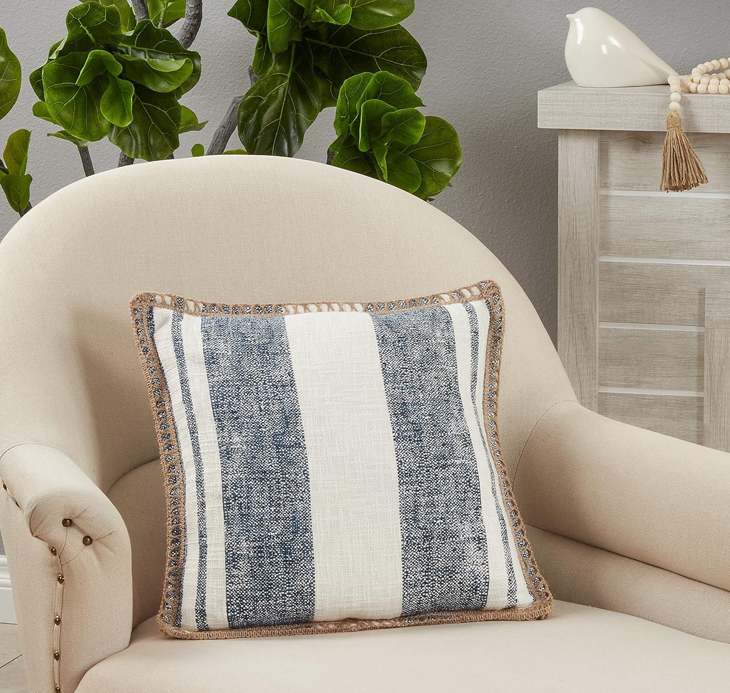 Saro Lifestyle Striped Whipstitch Throw Pillow With Poly Filling