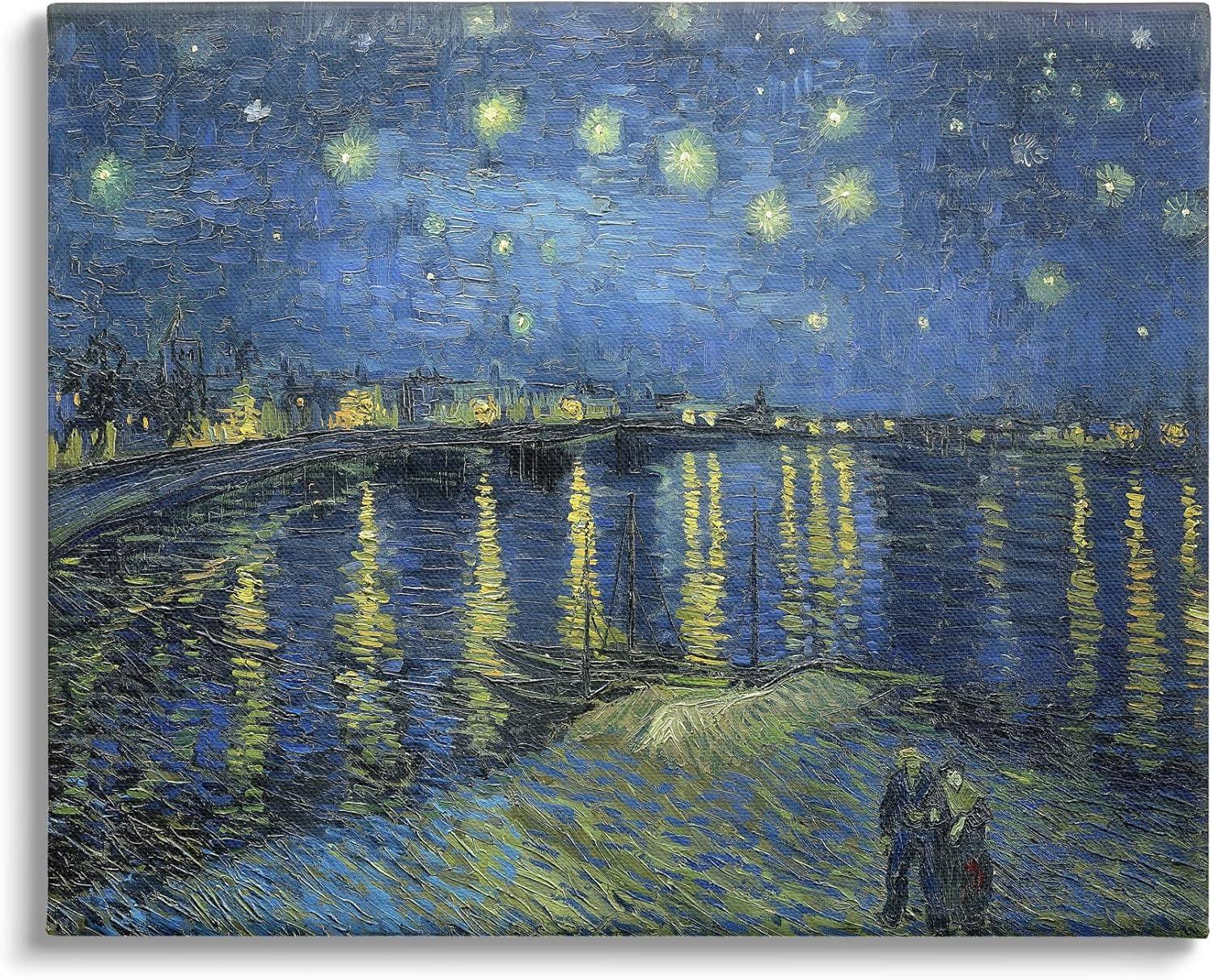 Stupell Starry Night Over Rhone Classic Landscape Painting Gallery Wrapped Canvas Print Wall Art